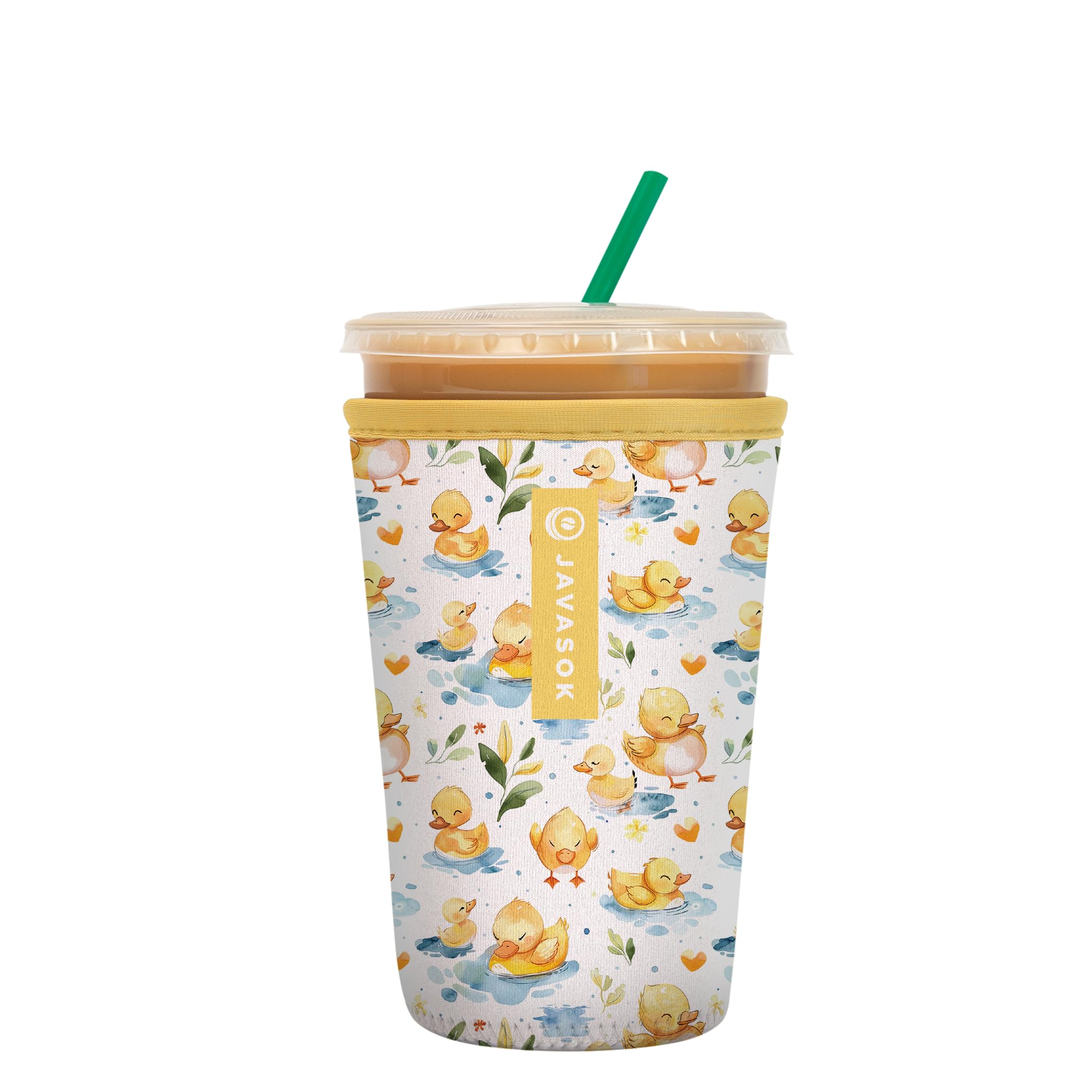 Sok It JavaSok Iced Coffee & Cold Soda Insulated Neoprene Cup Sleeve (Just Ducky, Medium: 22-28oz)
