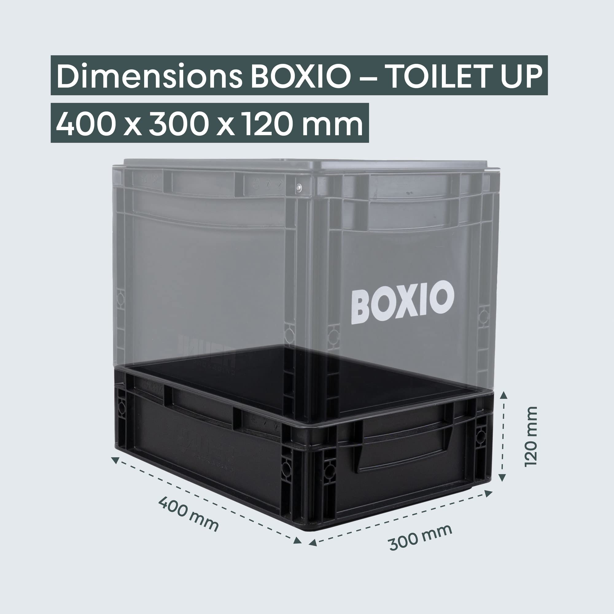 Boxio - Solo Up: Storage Box - Euro Box 15.7'' X 11.8'' X 4.7'' - Perfect Plastic Transport Box For Camping, Boat Or Garden - St