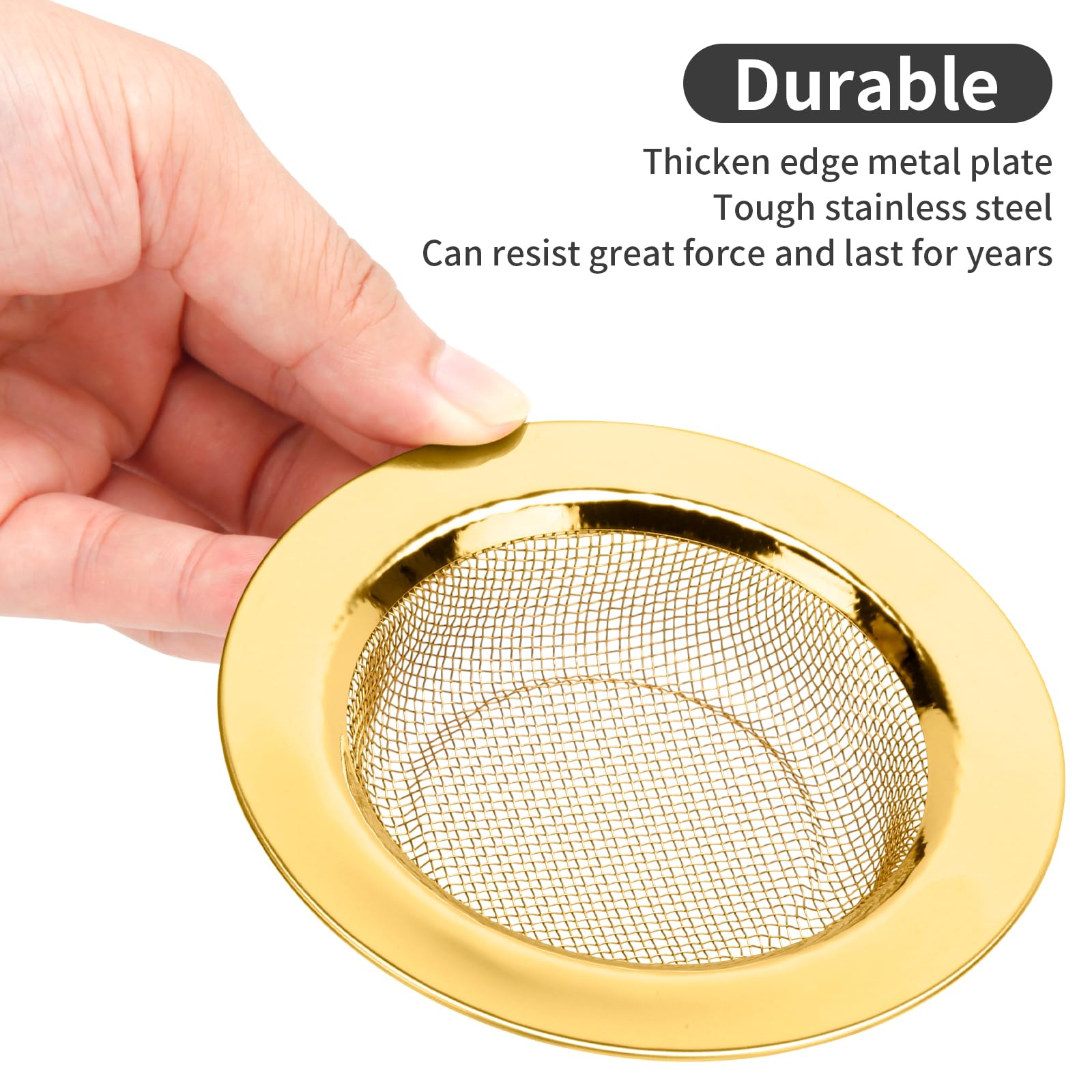 Raings 2 Pcs Kitchen Sink Strainers Stainless Steel, Upgrade Anti-Clogging Mesh Sink Drain Basket, Strainers For Sink Drain Food