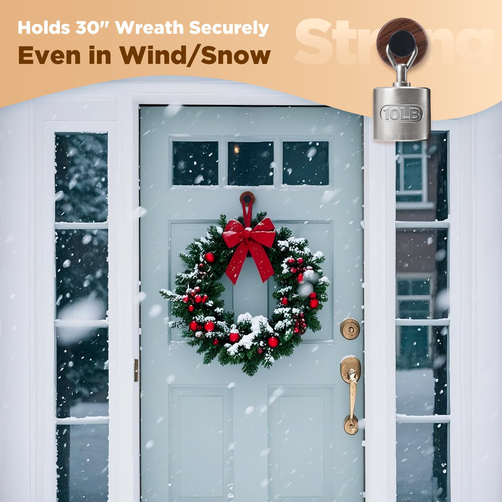 OUTXE Suction Cup Wreath Hanger, Heavy Duty Reef Hook for Front Door/Glass Window/Over Door/Outdoor, Christmas/Thanksgiving/Hall