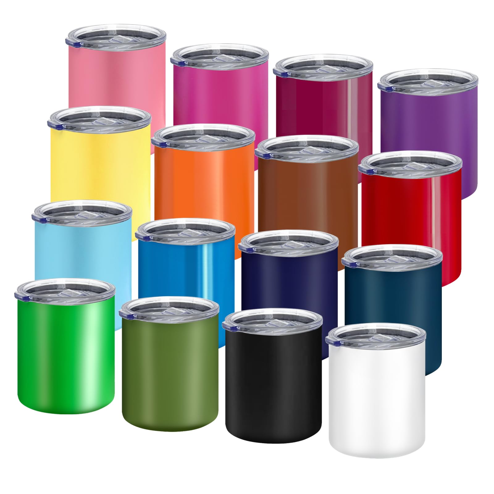 YOUKE OLA 16 Pack Stainless Steel Insulated Coffee Mug Bulk with Lids, 12oz Vacuum Insulated Double Wall Travel Mug for Hot and 