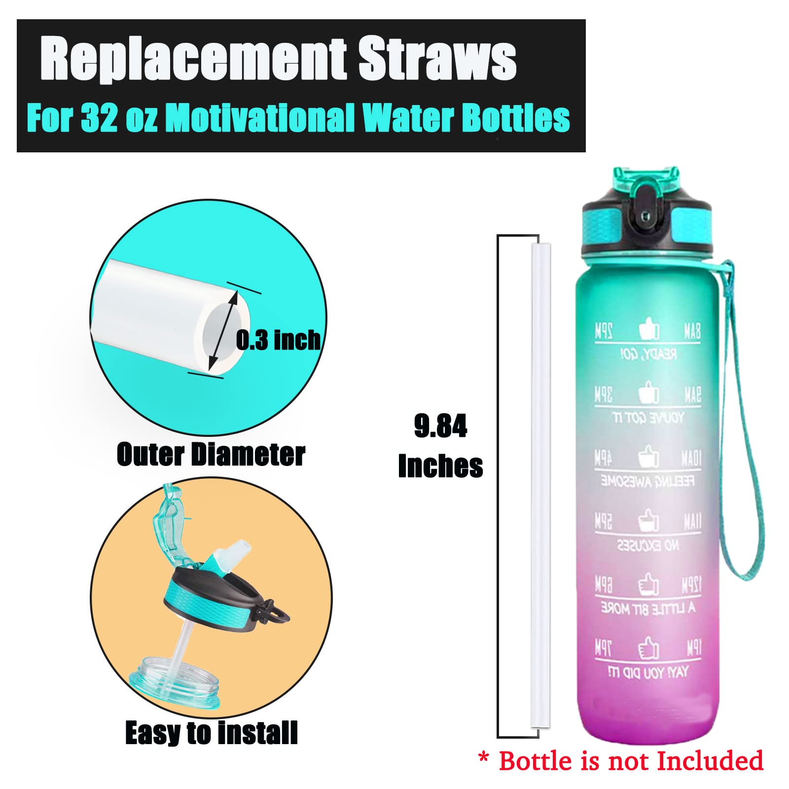 Miracredo 7 Pcs Replacement Straws For Simple Modern, Fit Giotto, Fit Thermoflask And For More Water Flask, Straws Fit Takeya Re
