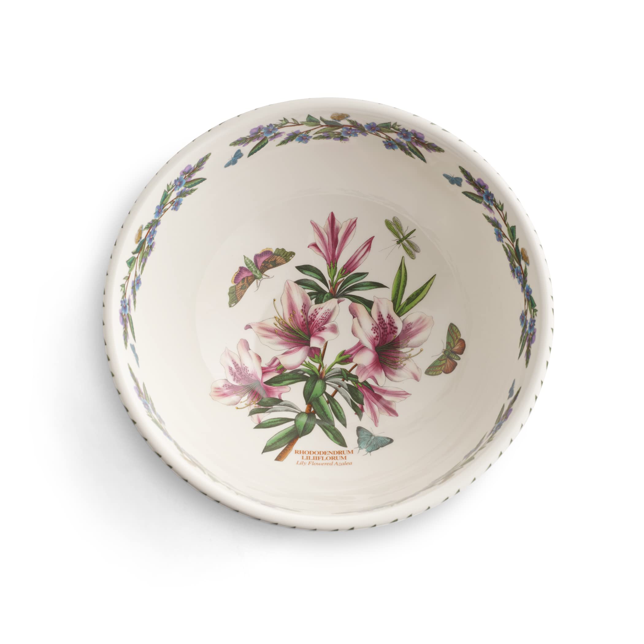 Portmeirion Botanic Garden 11'' Salad Bowl | Azalea Motif | Fine Earthenware | Chip Resistant Glaze | Dishwasher, Microwave, Fre