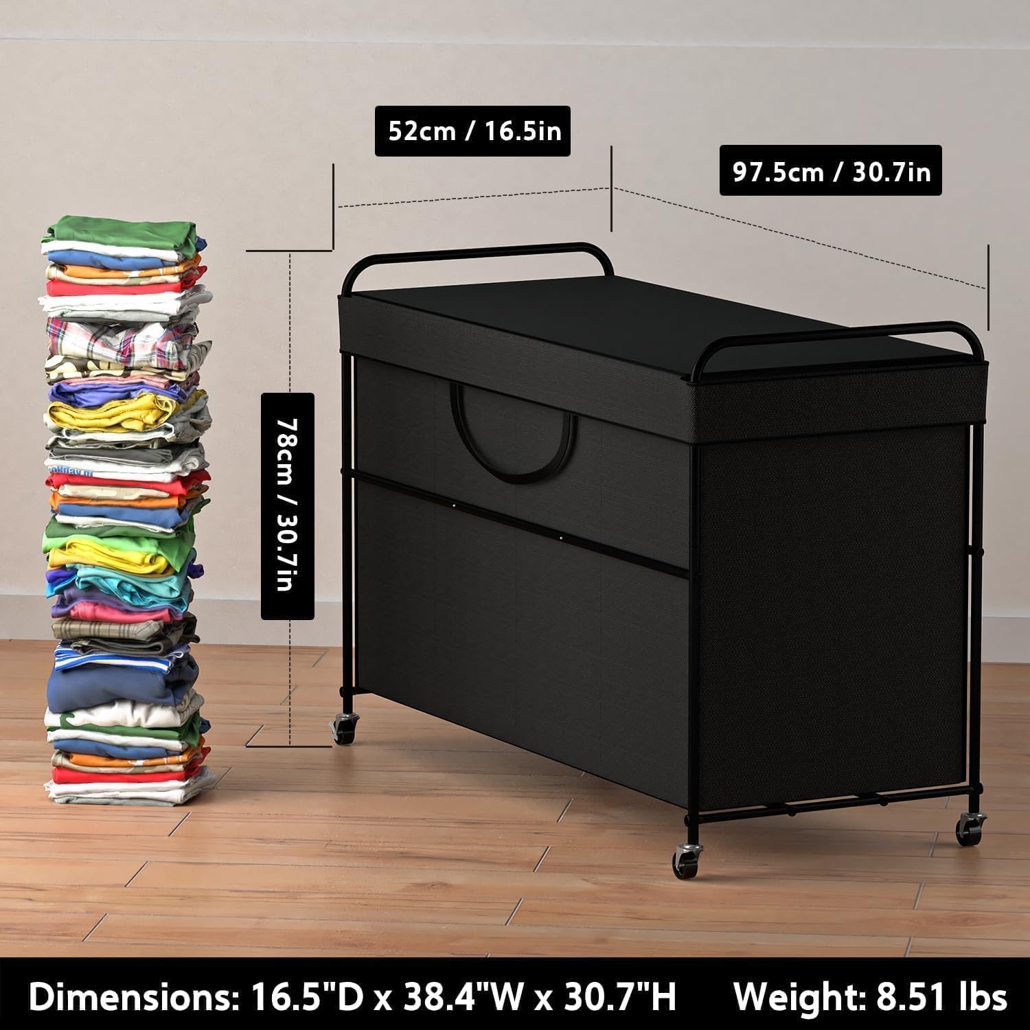Ykdirect 240L Large Laundry Hamper, 4-Section Laundry Basket With Lid, Removable Bag & Metal Structure With Industrial Wheels, S