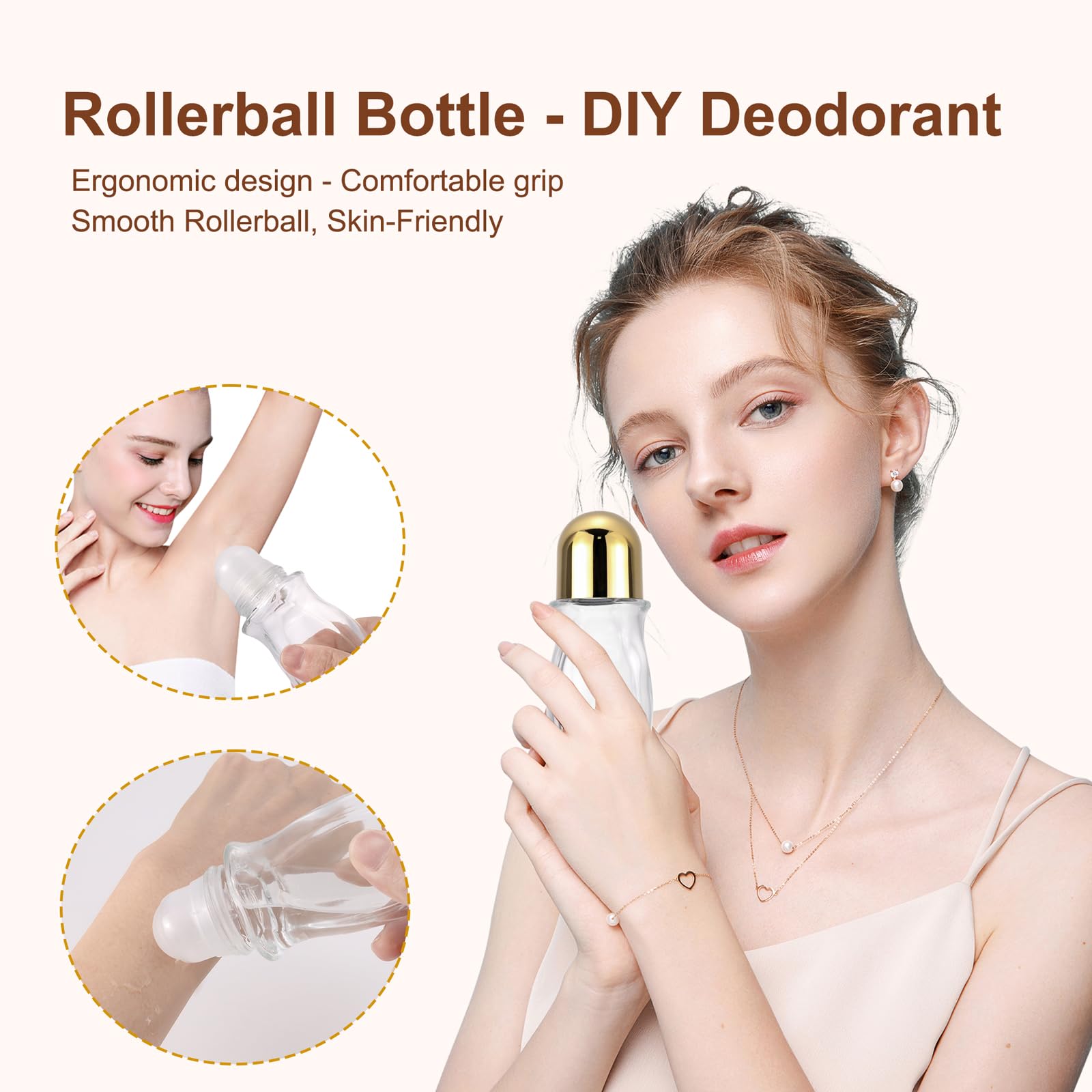 Jiuwu Frosted Clear Roll On Bottles,3 Pack Roller Bottles For Deodorant,50 Ml Essential Oil Roller Bottles,Empty Glass Bottle Wi
