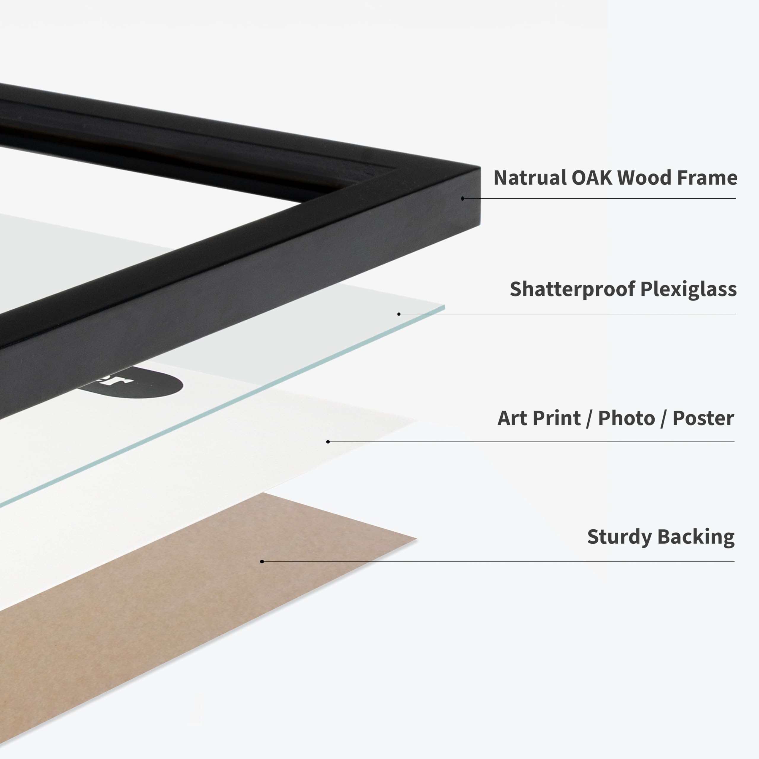 Poster Master 16''X20'' Black Wood Frames - 16X20 Poster Frames - Frame For Wall Art - Frame For Poster - 16X20 Frame Wood - Art