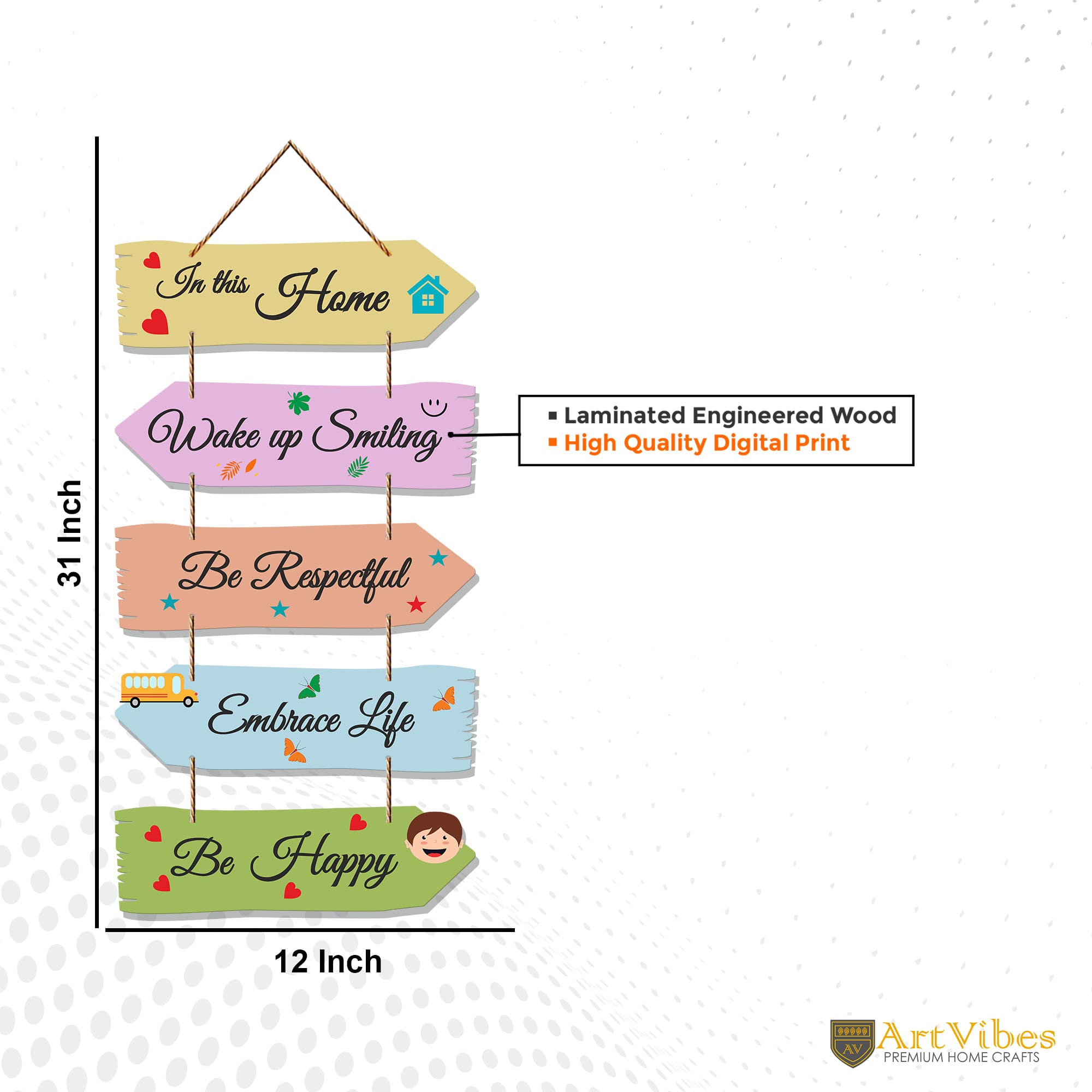 Artvibes Home Quotes MDF Wooden Wall Hanger for Living Room | Bedroom | Gifts | Wall Hangings for Home Decoration | Modern Decor