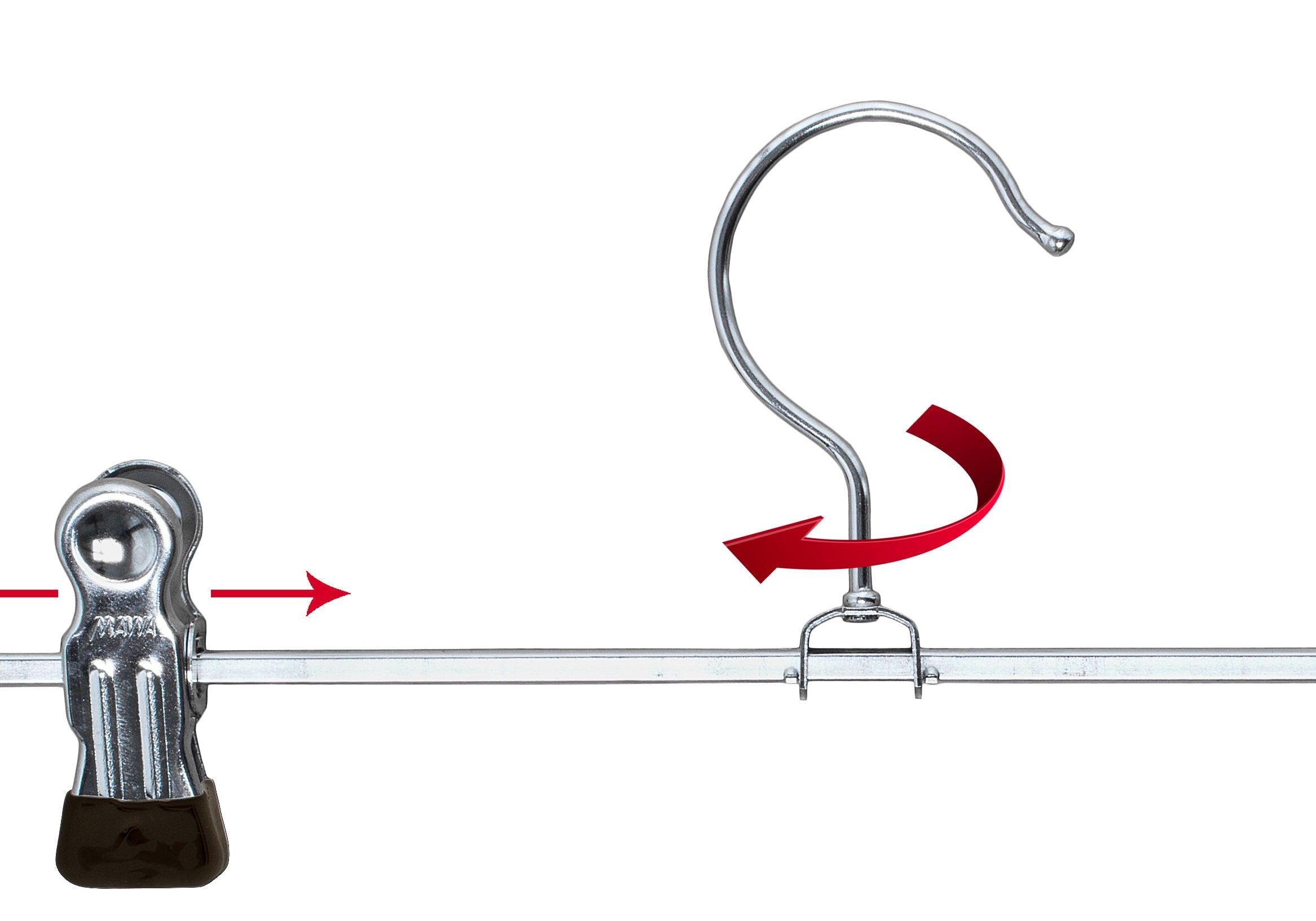 Mawa By Reston Lloyd Non-Slip Space-Saving Clothes Hanger For Pants & Skirts With Two Clips, Style K/40D, Set Of 2, 15-3/4'', Bl