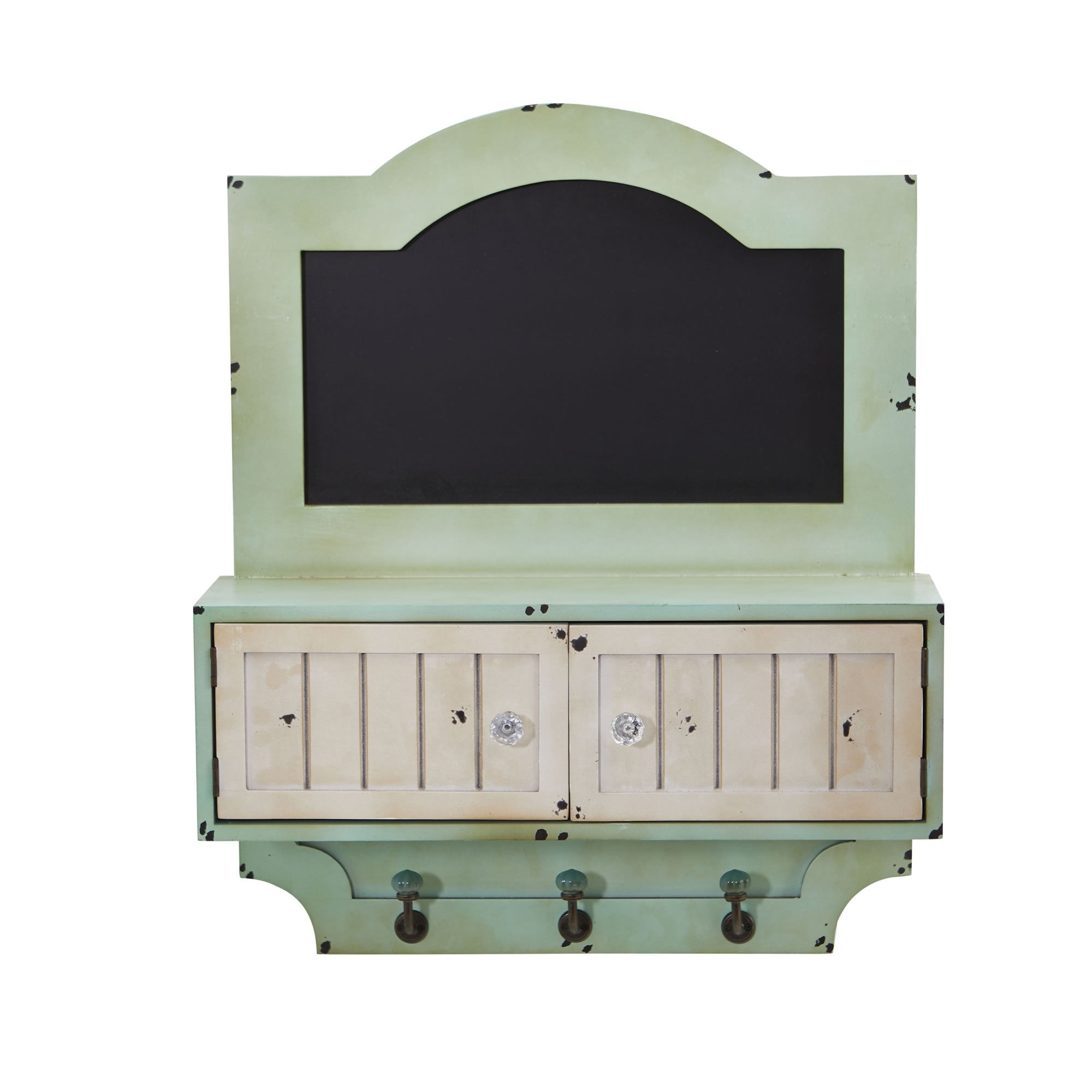 Nearly Natural 7030 Vintage Doors & Hooks Chalkboard Wall Organizer, 21.5,Light Green