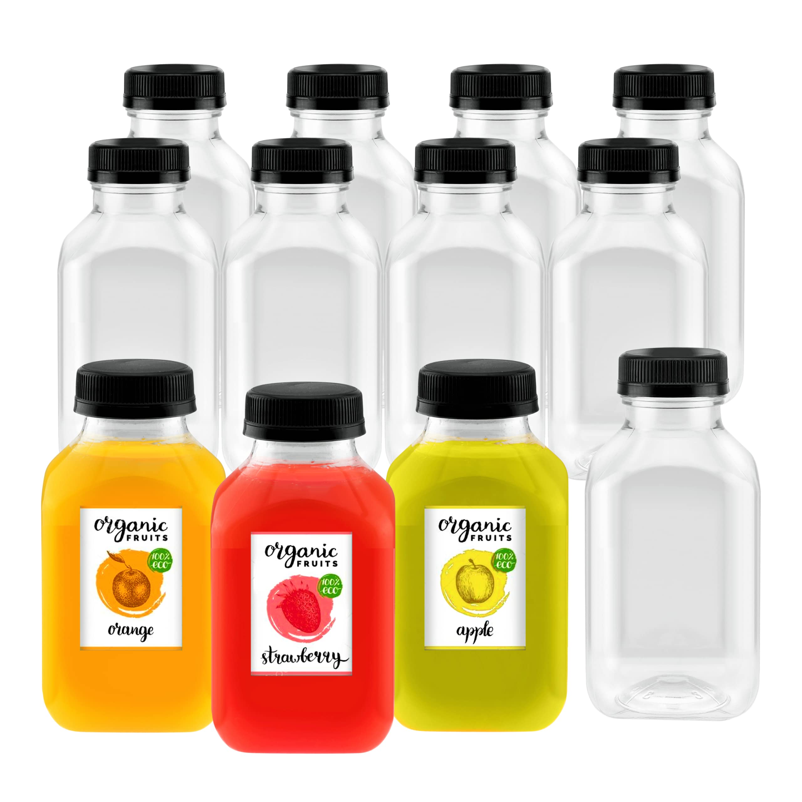 Green Direct 8 Oz Plastic Bottles With Lids | Clear Water Bottles | Bpa Free Reusable Bottles With Lids | Empty Bottles For Juic