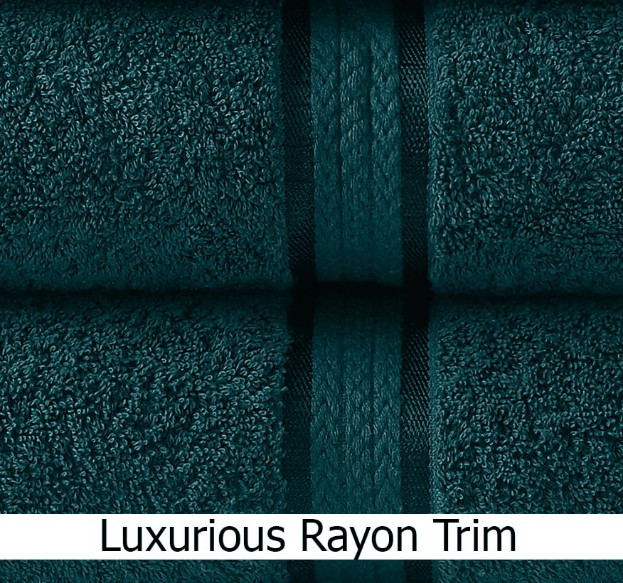 Cotton Craft Ultra Soft 4 Pack Oversized Extra Large Bath Towels 30X54 Teal Weighs 22 Ounces - 100% Pure Ringspun Cotton - Luxur