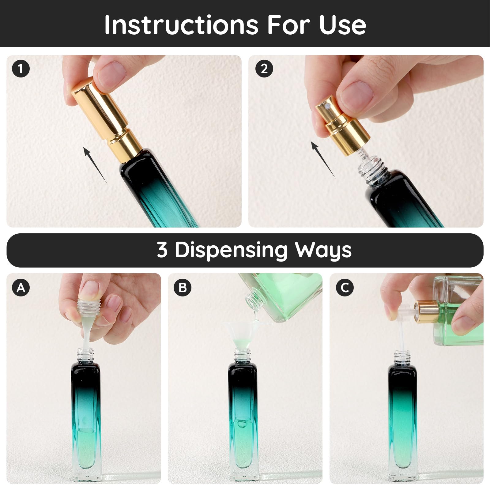 Segbeauty 0.5Oz Empty Refillable Travel Perfume Bottles, 5Pcs Glass Travel Size Perfume Atomizer, 15Ml Small Cologne Sprayer Set