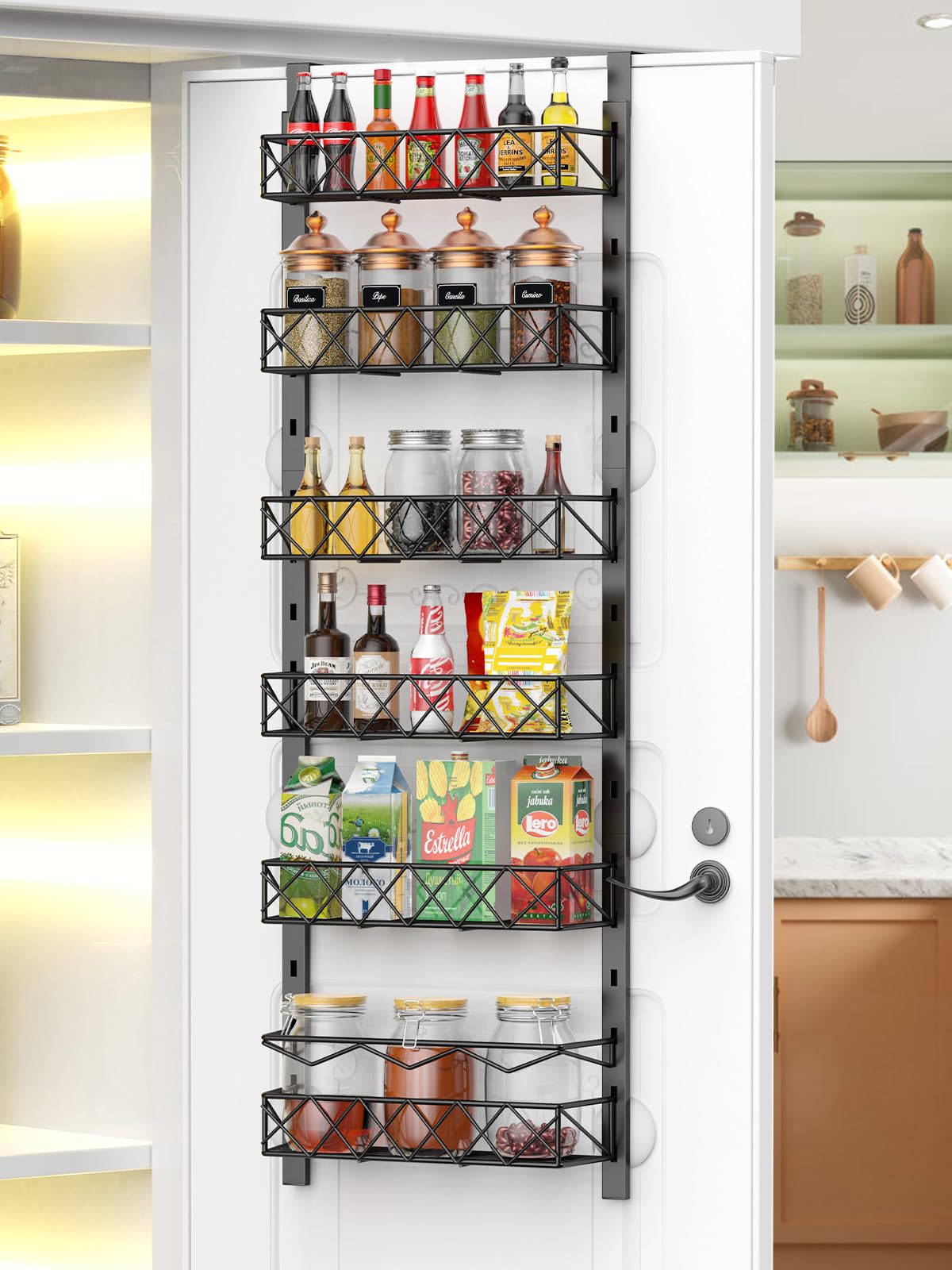 Fulpower Over The Door Pantry Organizer, 6-Tier Pantry Organizers And Storage, 6+1 Metal Hanging Wall Mount Spice Rack For Kitch