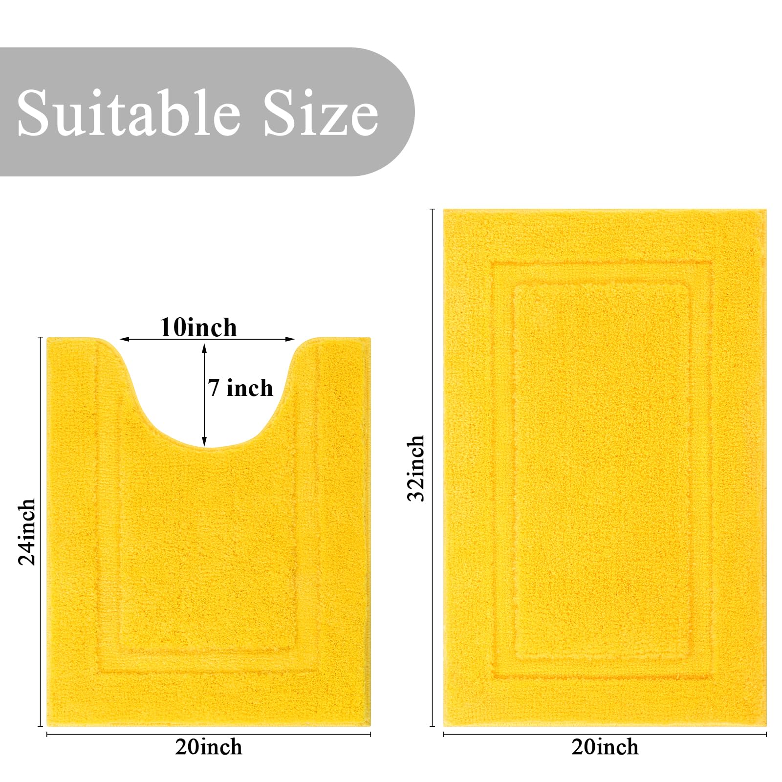 Shacos Bathroom Toilet Rugs Set 2 Pieces Soft Absorbent Bath Rugs With U Shape Toilet Rug Bath Mat Contour Rug Non Slip Microfib