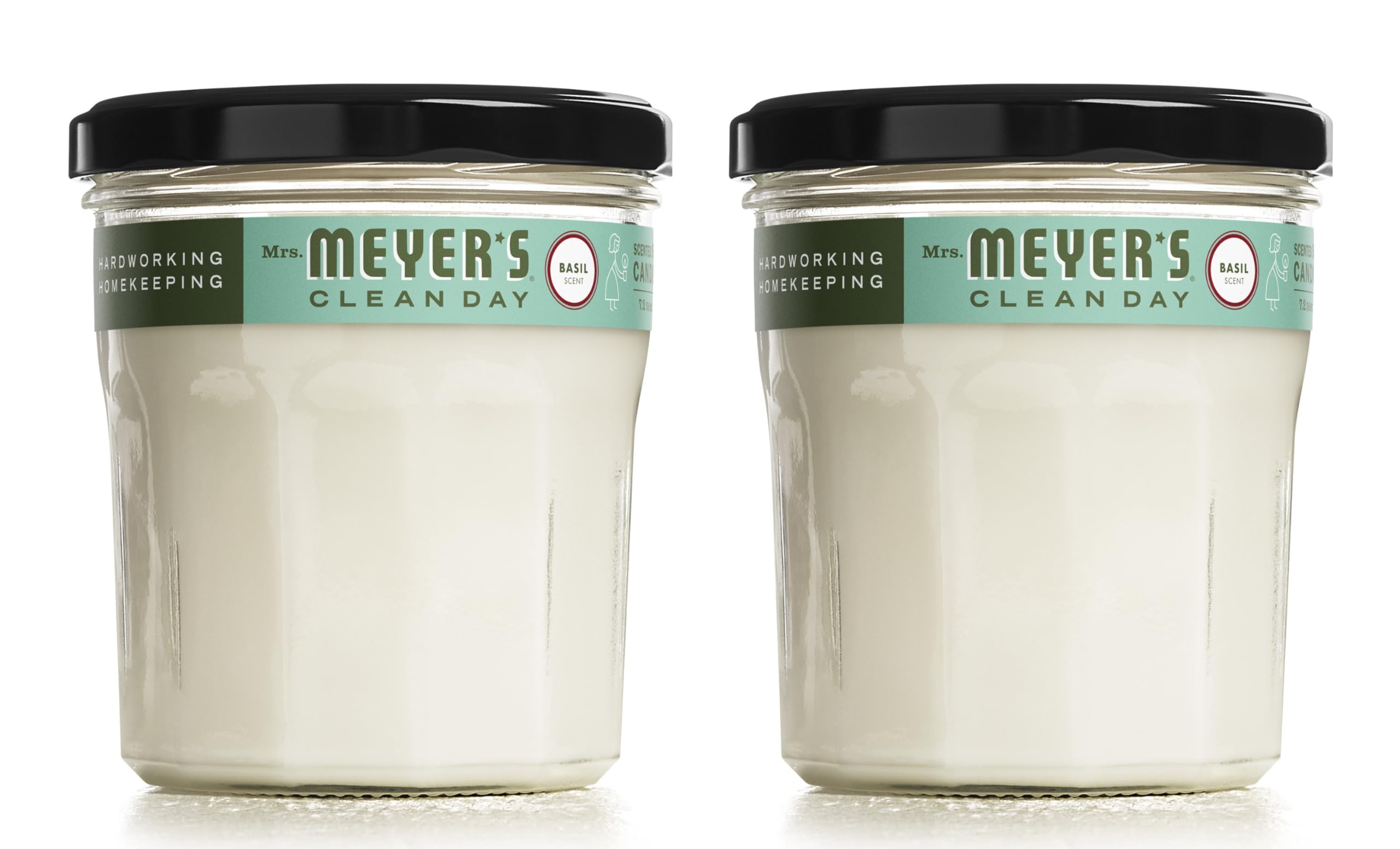 Mrs. Meyer 's Clean Day Scented Soy Candle, Large Glass, Basil, 7.2 oz, (Pack of 2)