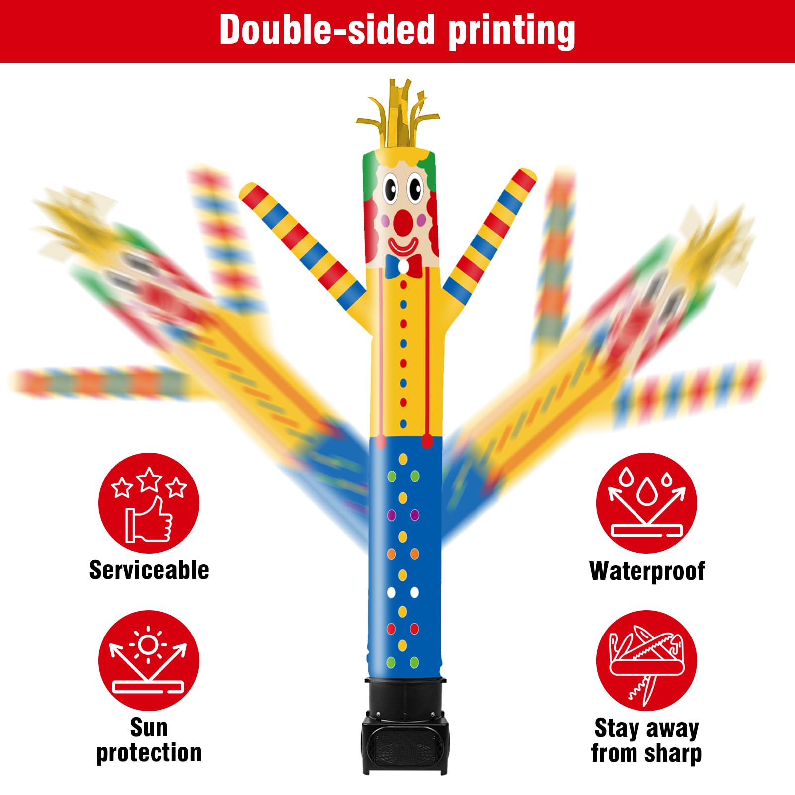 GOODENY 7FT Tall Inflatable Tube Man Clown Wacky Wavy Dancing Guy with Weather-Resistant Blower (9  Diameter) for Outdoor Decora