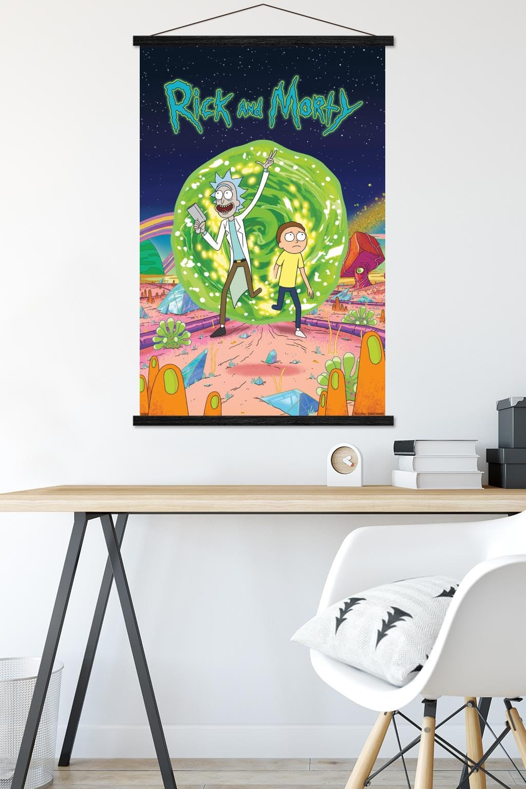 Trends International Rick And Morty - Cover Wall Poster, 22.375'' X 34'', Print And Black Hanger Bundle