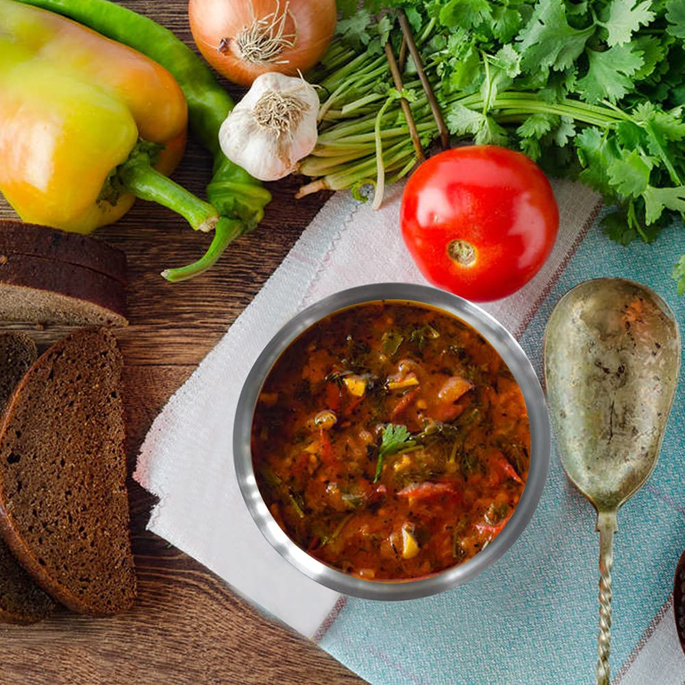 4 Pack 304 Stainless Steel Bowl Sets,10 Oz Capacity Double-Walled Insulated Metal Bowls, Lightweight Unbreakable Dinnerware In K