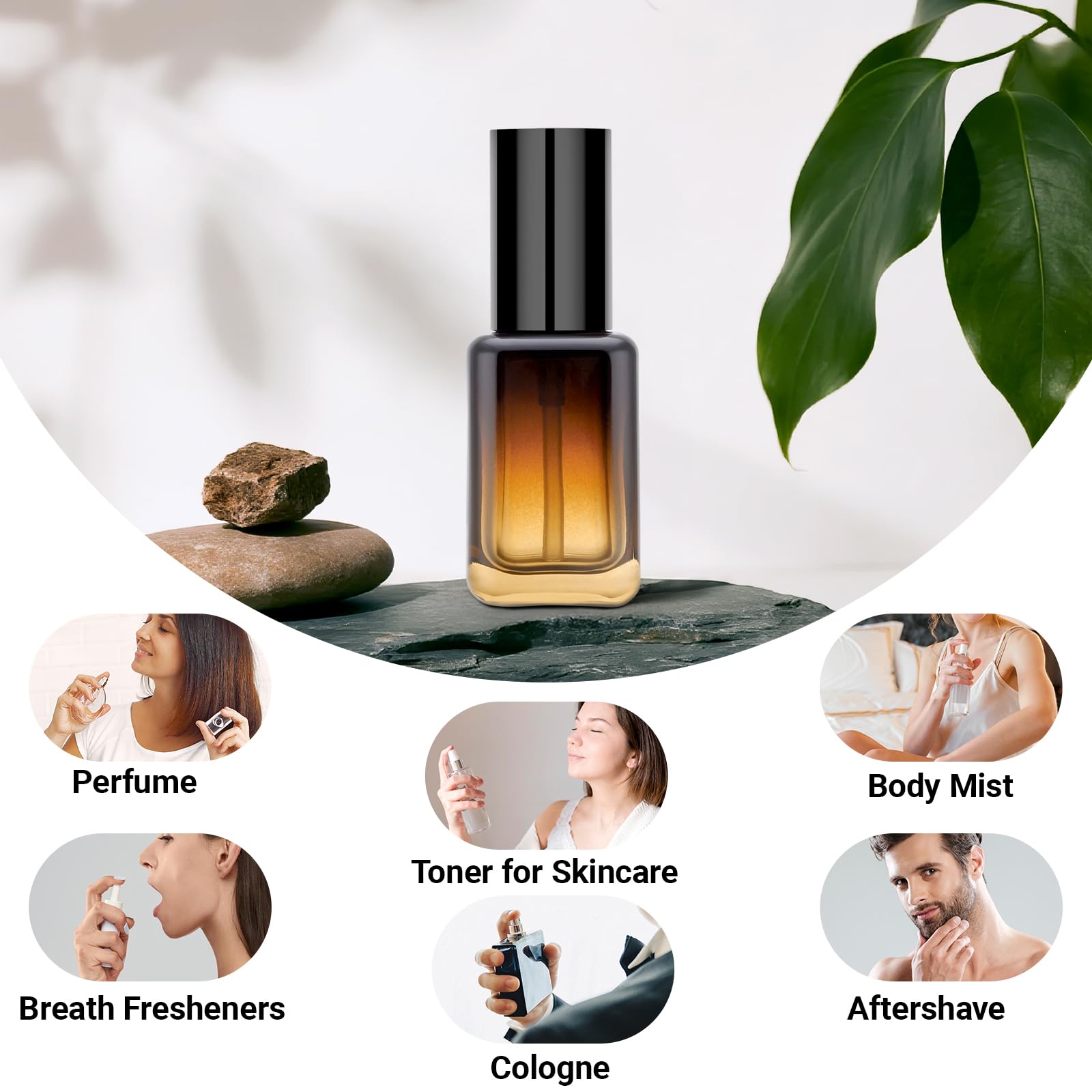 Segbeauty 1Oz Small Amber Glass Spray Bottle Refillable, 4Pcs Fine Mist Empty Glass Travel Bottles For Toiletries Liquid Contain