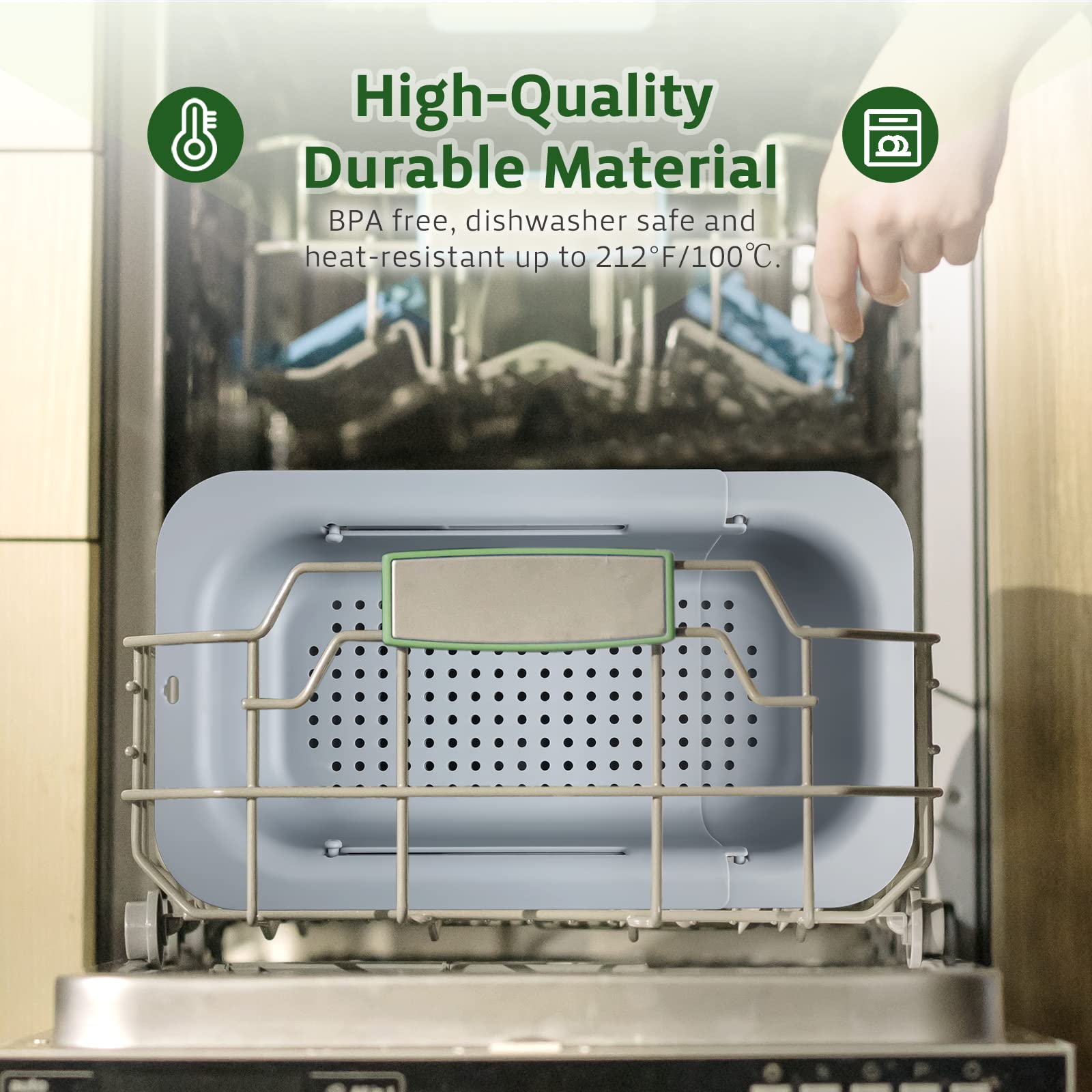 Komzon Extendable Colander Strainer Over The Sink, Retractable Kitchen Sink Basket To Wash Vegetables And Fruits, Food Strainers