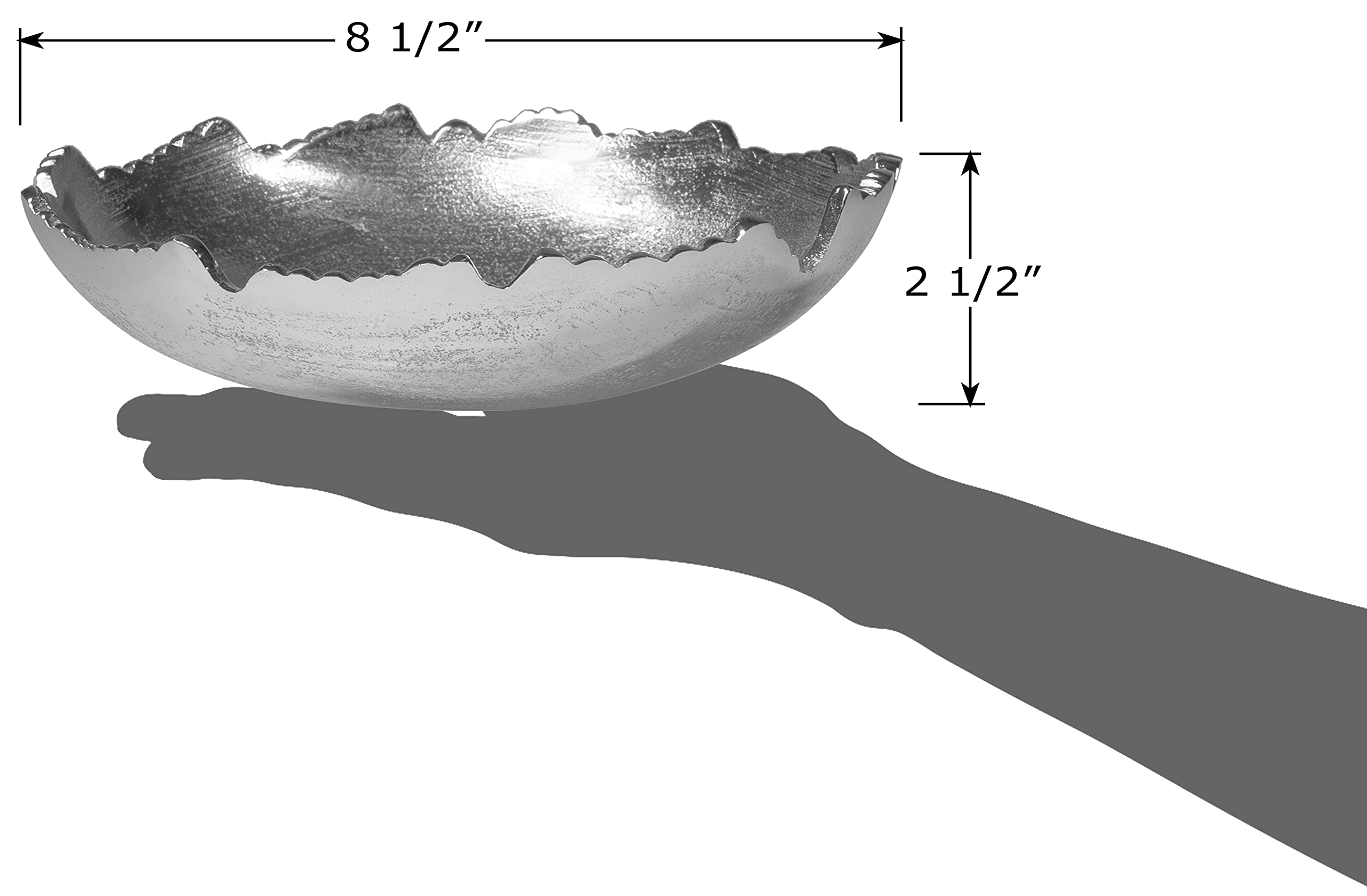 Red Co. 8.75    Silver Moon Decorative Metal Torn Hammered Asymmetrical Centerpiece Bowl with Pointed Edges
