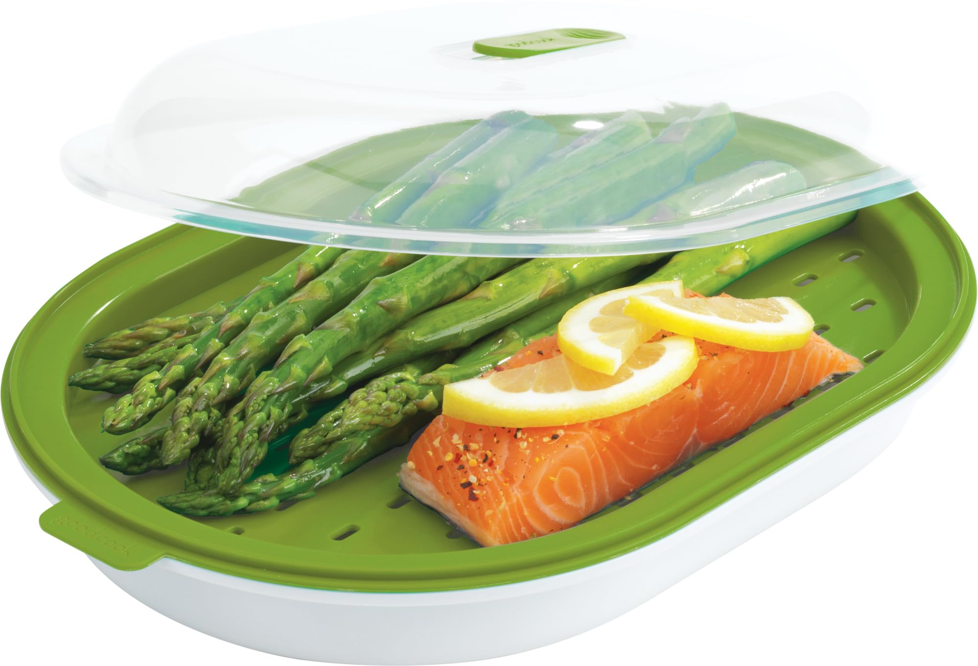 Goodcook Bpa-Free Plastic Microwave Vegetable And Fish Steamer, Green