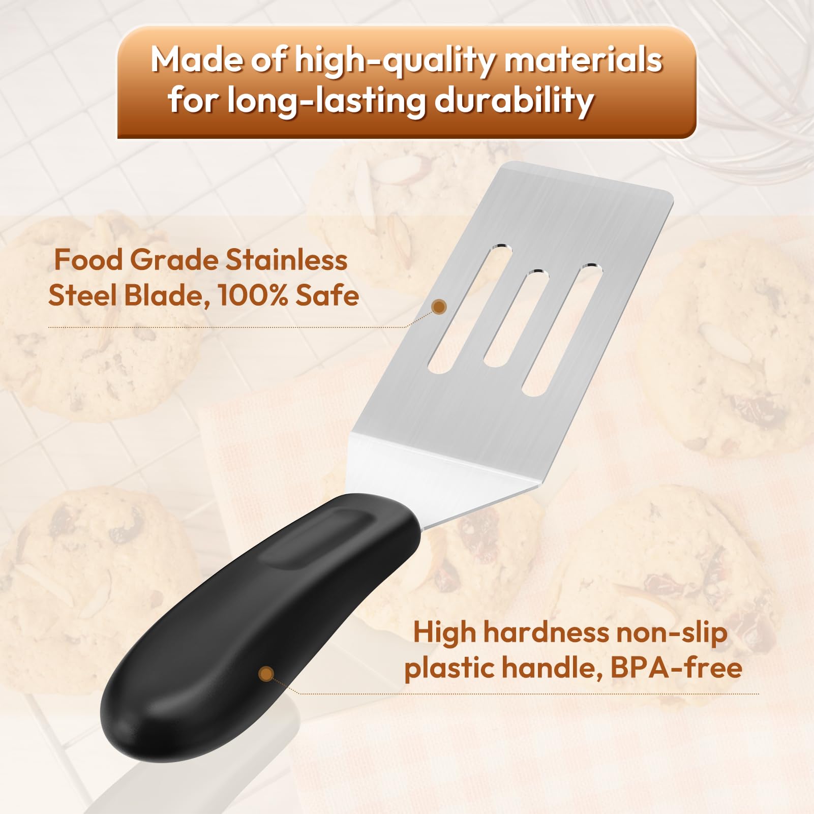 Professional Mini Serving Spatula #2622, Stainless Steel Cutter And Serve Turner For Serving, Flipping, Small Spatula Metal Gril