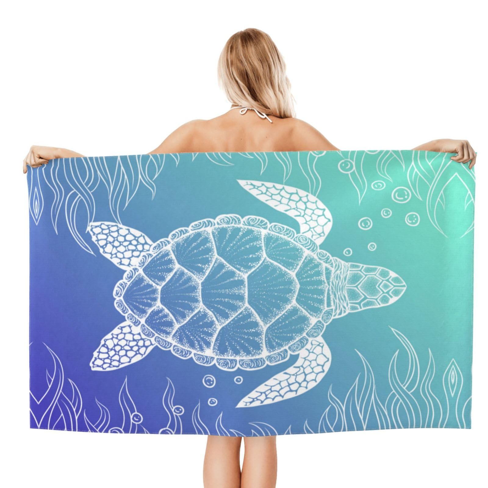 Voohddy Sea Turtle Ocean Beach Towel Large Soft Absorbent Microfiber Quick Dry Oversized Bath Towels For Bathroom Women Men Pool