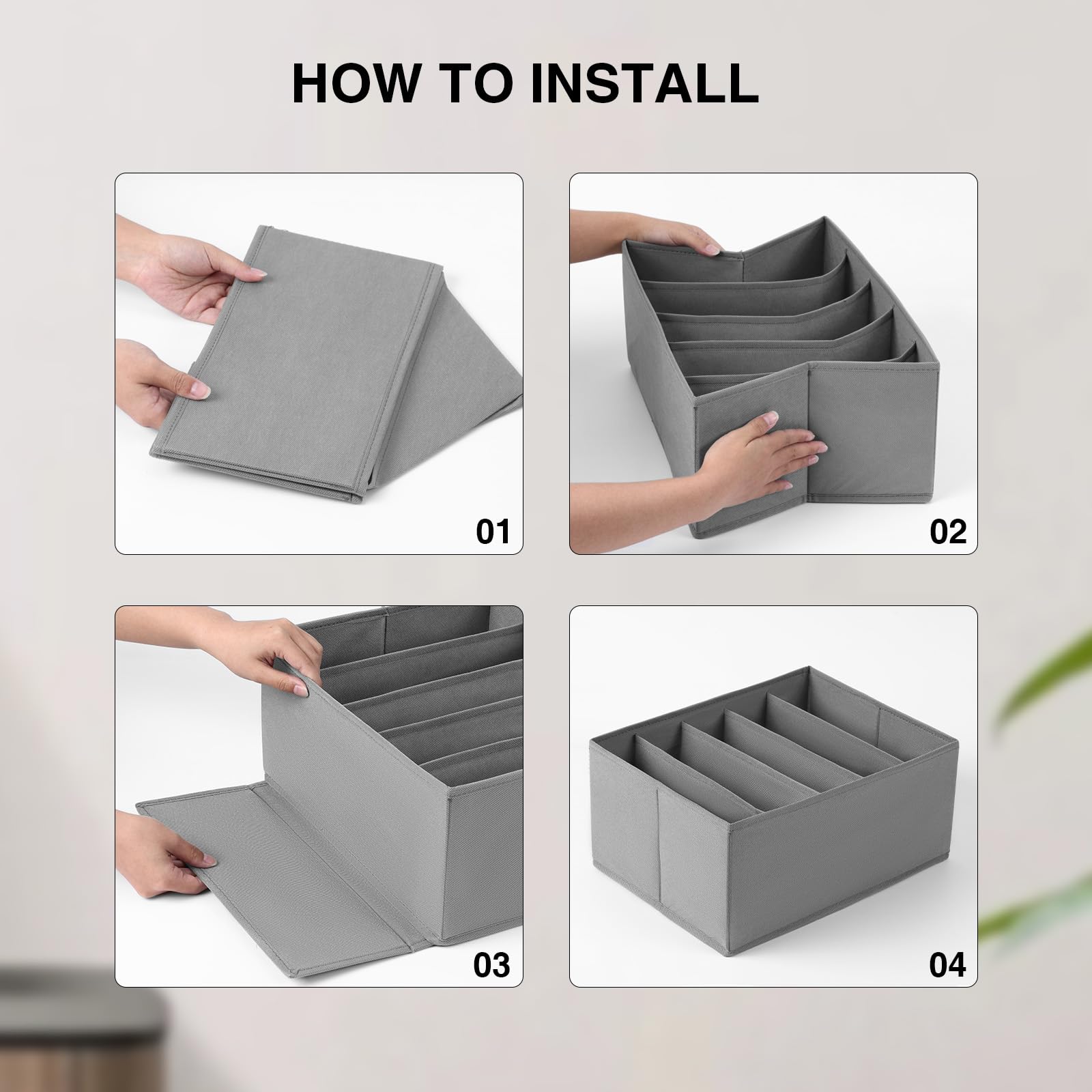 DIMJ Wardrobe Clothes Organizer, Drawer Organizers for Clothing with 5 Compartments, Fabric Closet Organizer for Clothes, Jeans