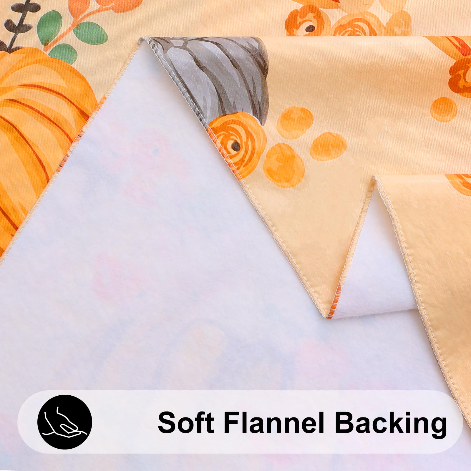 Smiry Pumpkin Flannel Backed Vinyl Tablecloth, Waterproof Rectangle Table Cloth, Wipeable Halloween Table Cover For Fall Picnic