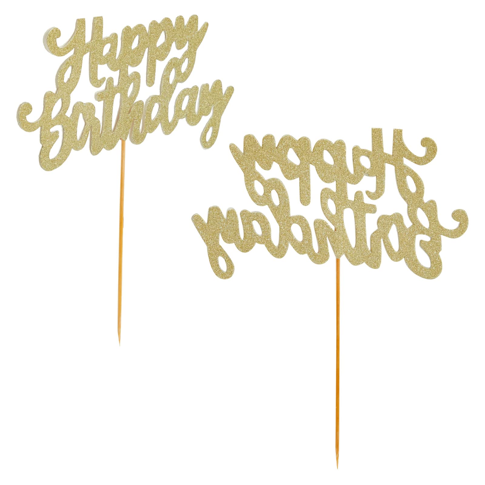 BLUE PANDA Gold Happy Birthday Banner & Cake Topper Set, 10 Feet - Funny Party Decorations