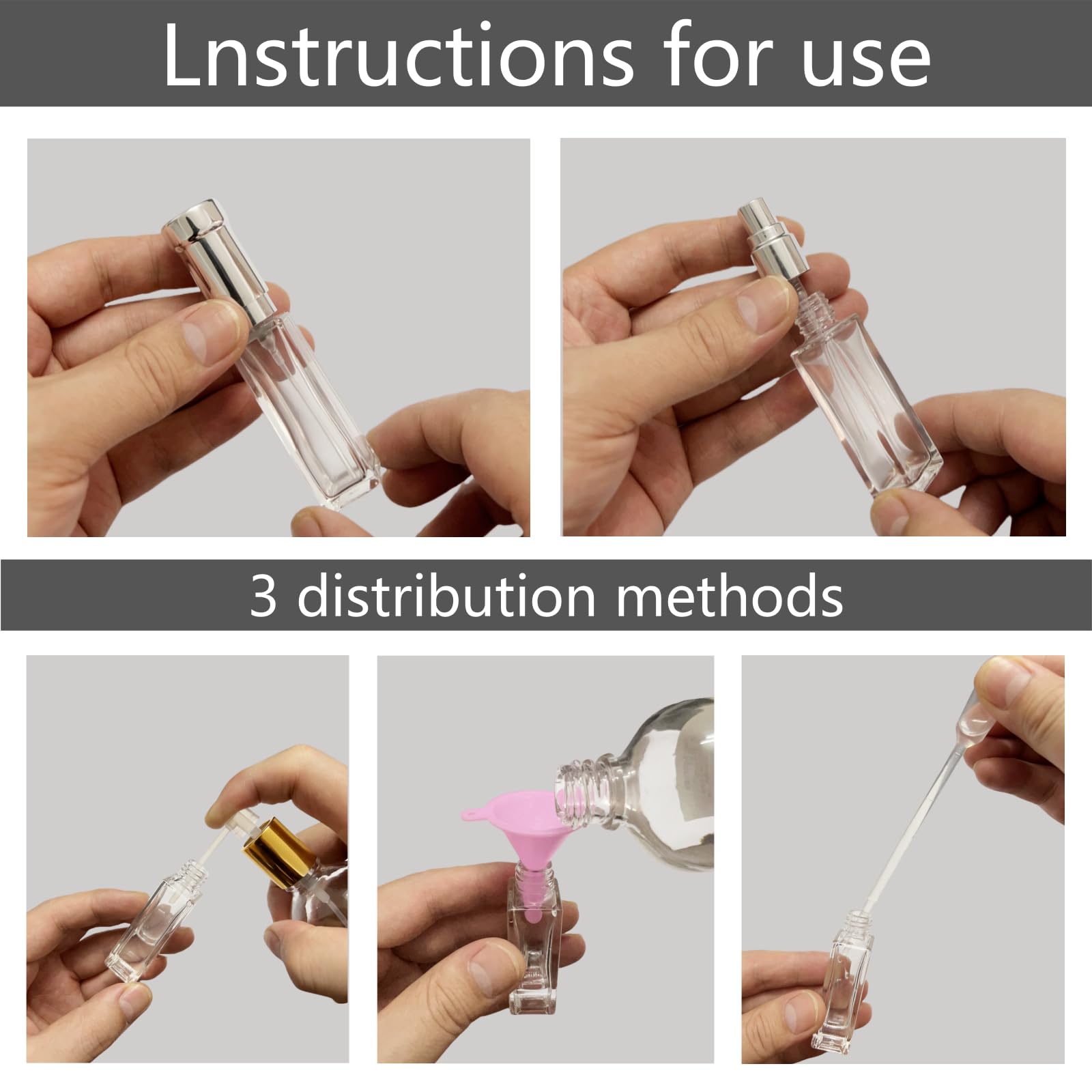 Kanlpeia 6 Pcs Mini Spray Bottles 10Ml,Perfume Travel Refillable,Glass Spray Bottles,Fine Mist Spray With Funnel Dropper For Hai