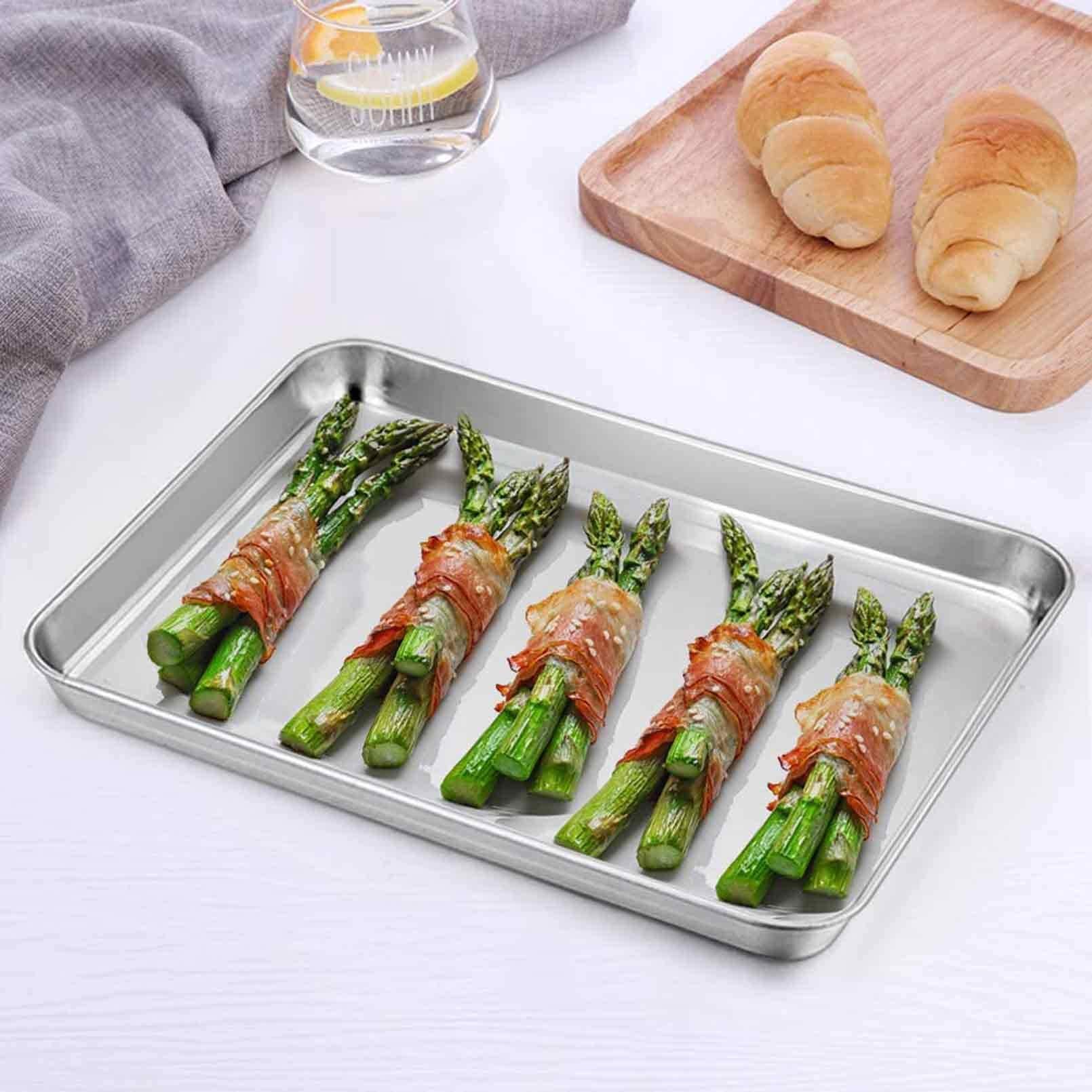 Teamfar Toaster Oven Pans, 9.3 ' ' X 7 ' ' X 1 ' ' Stainless Steel Compact Toaster Oven Tray Ovenware, Healthy & Heavy Duty, Rol
