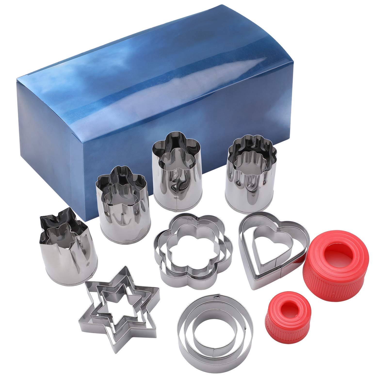 Oneleaf Stainless Steel Cutter Shapes Set,20Pcs,Vegetable,Fruit,Mini Pie,Doughnut/Donut,Sandwich,Biscuits,Cookie Metal Easter Fu