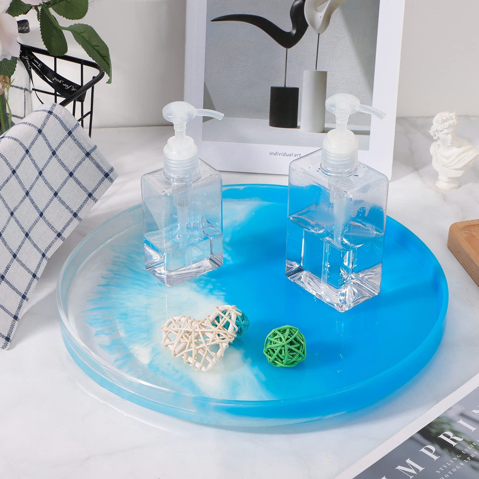 Rolling Tray Mold for Resin  Gartful Large Round Serving Tray Mold with Edges  Plate Silicone Epoxy Casting Mold for Agate Tray  Serving Board  DIY Jewelry Holder  Fruit Snack Tray  Home Decoration