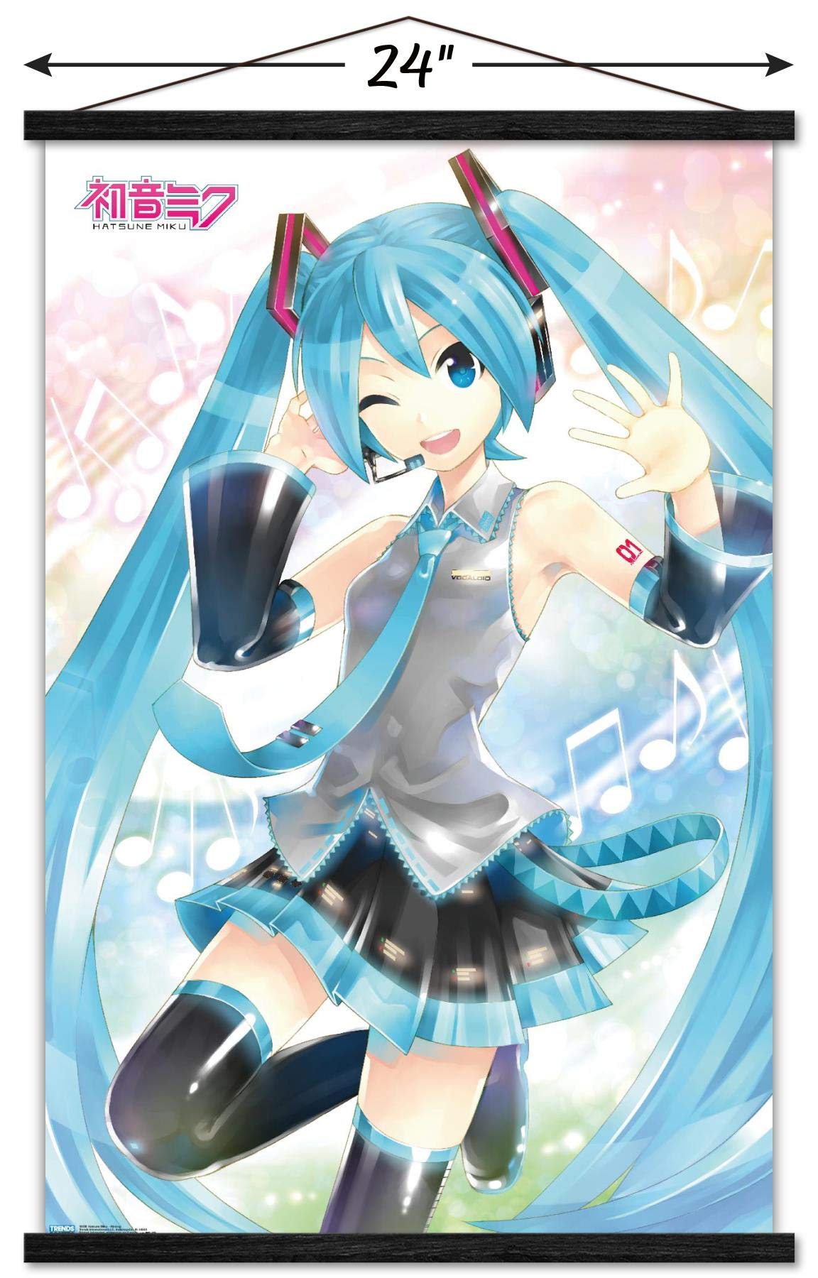 Trends International Hatsune Miku - Waving Wall Poster, 22.375'' X 34'', Print And Black Hanger Bundle
