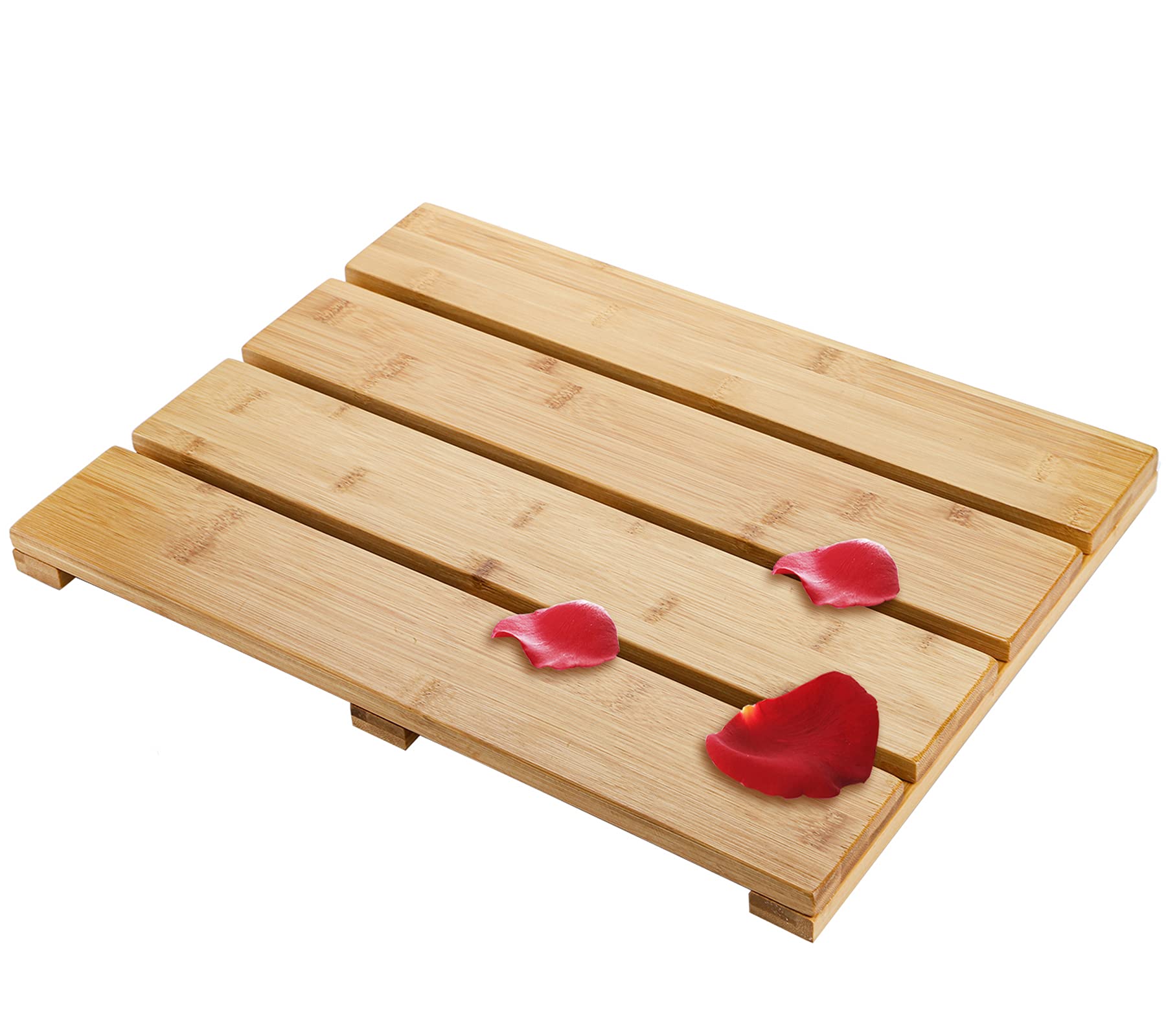 Yarlung Bamboo Bath Mat Wooden Shower Mat, 17.5 X 13 Inches Bathroom Non-Slip Bathtub Mat Waterproof Floor Mat Doormat For Spa R