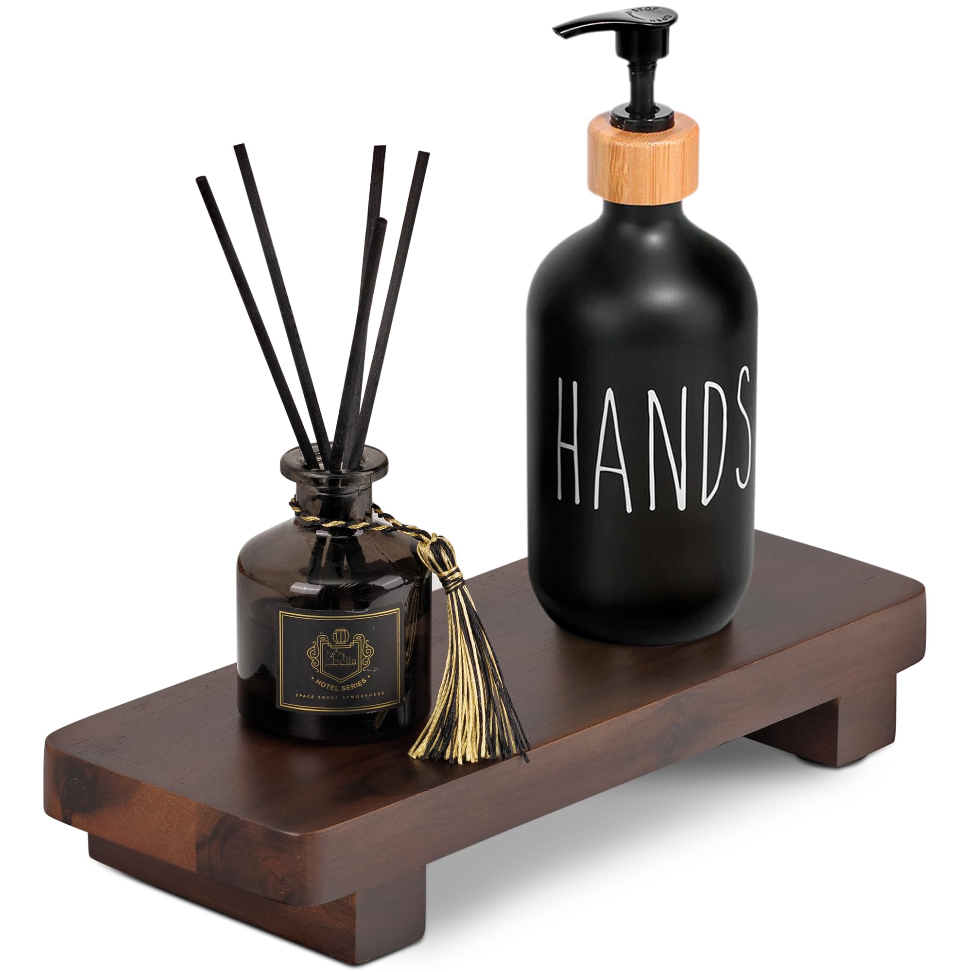 Acacia Wood Pedestal Soap Stand 9.8x4 Inches, 100% Solid Wood Riser, Candle Plant Holder, Soap Dish Holder Decor, Display Tray f