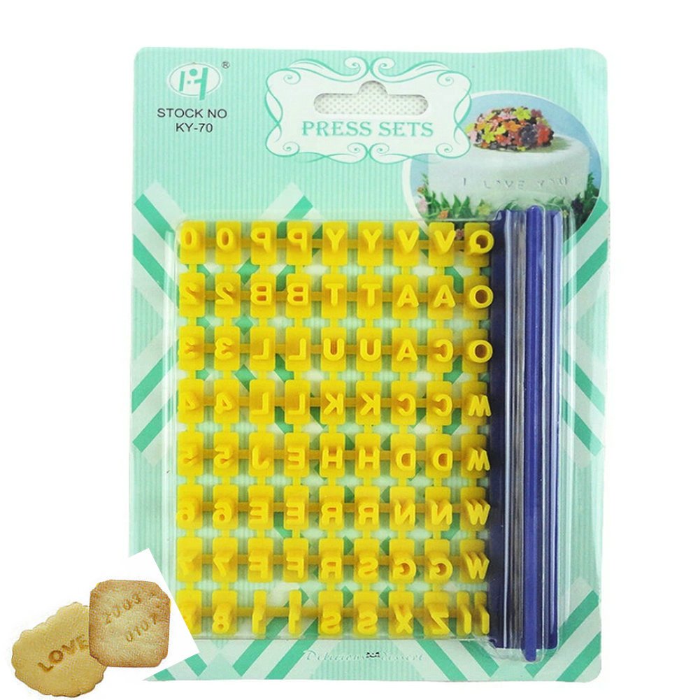 Gracelife 73 Pcs Alphabet, Number, Letter Symbols Biscuit Fondant Cake/Cookie Stamp Impress Embosser Cutter - Mold Tool Set