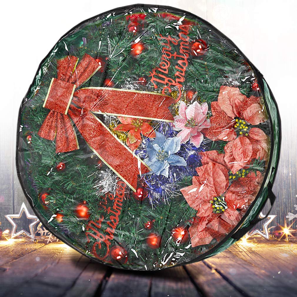 Propik Christmas Wreath Storage Bag 36'' - Garland Holiday Container With Clear Window - Tear Resistant Fabric - 36'' X 36'' X 8