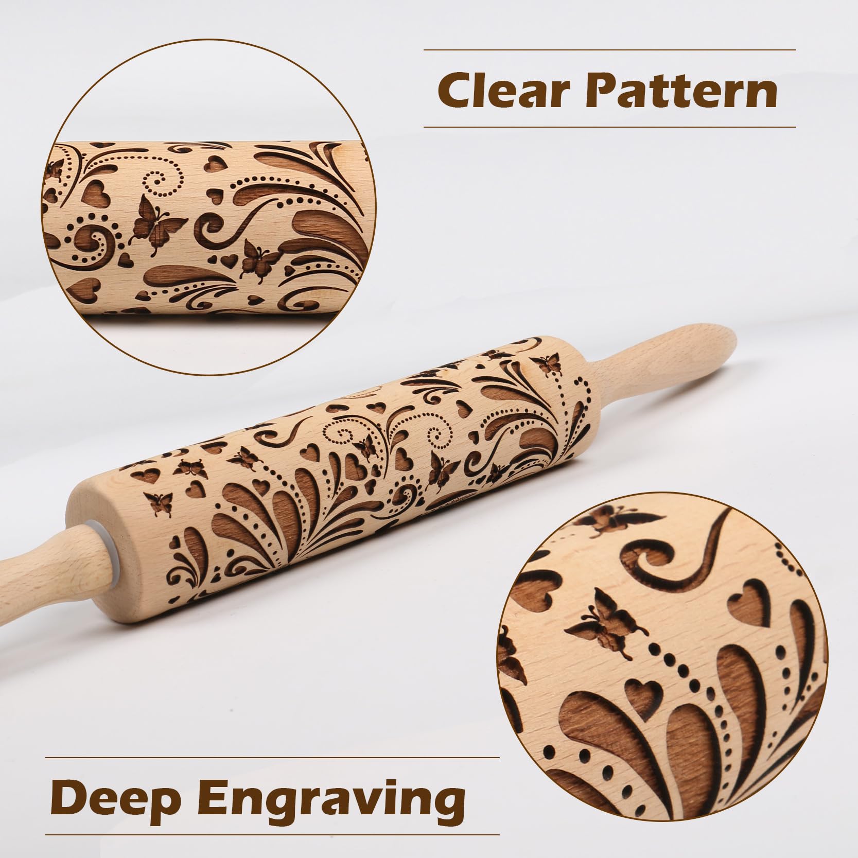 Embossed Rolling Pin For Baking Cookies Embossing Rolling Pins With Design Wooden Engraved Springerle Roller Pin Dough Christmas