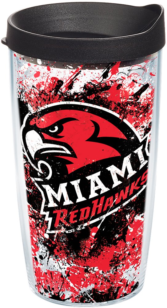 Tervis Made In Usa Double Walled Miami University Redhawks Insulated Tumbler Cup Keeps Drinks Cold & Hot, 16Oz, Splatter