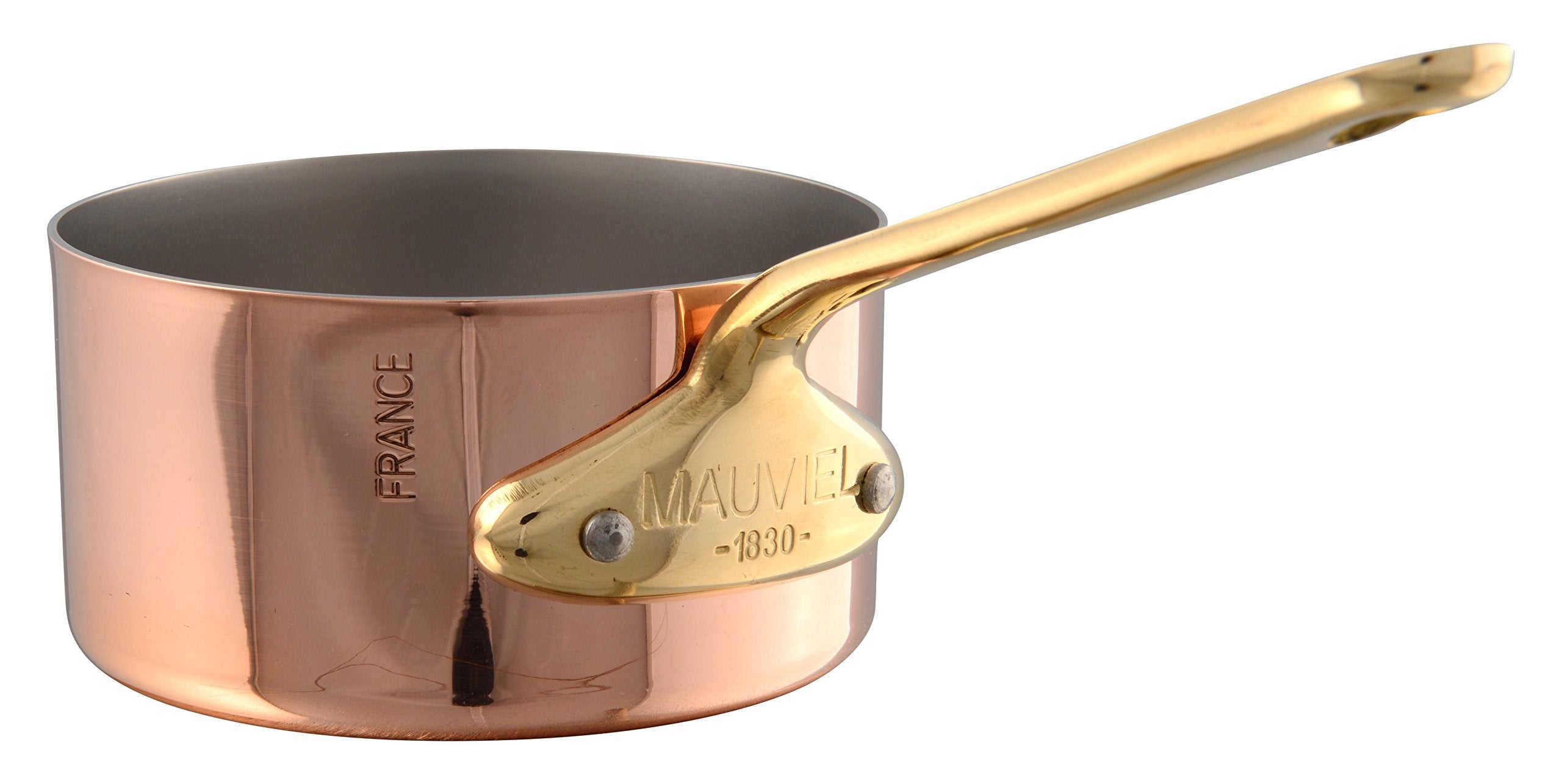 Mauviel MMinis Polished Copper & Stainless Steel Sauce Pan With Brass Handle, 3.5in, Made in France