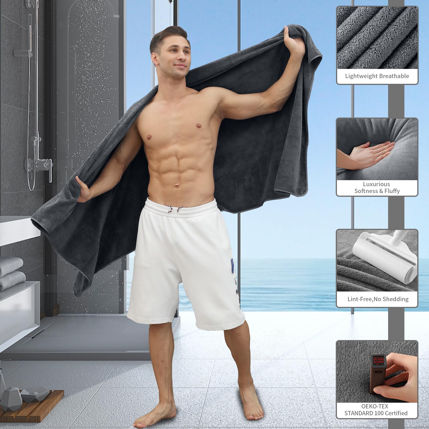 Extra Large Bath Sheet 4 Piece (35''X70'')-Ultra Soft Oversized Bath Towel,Bath Sheet Towel Set For Bathroom Hotel,Plush Highly