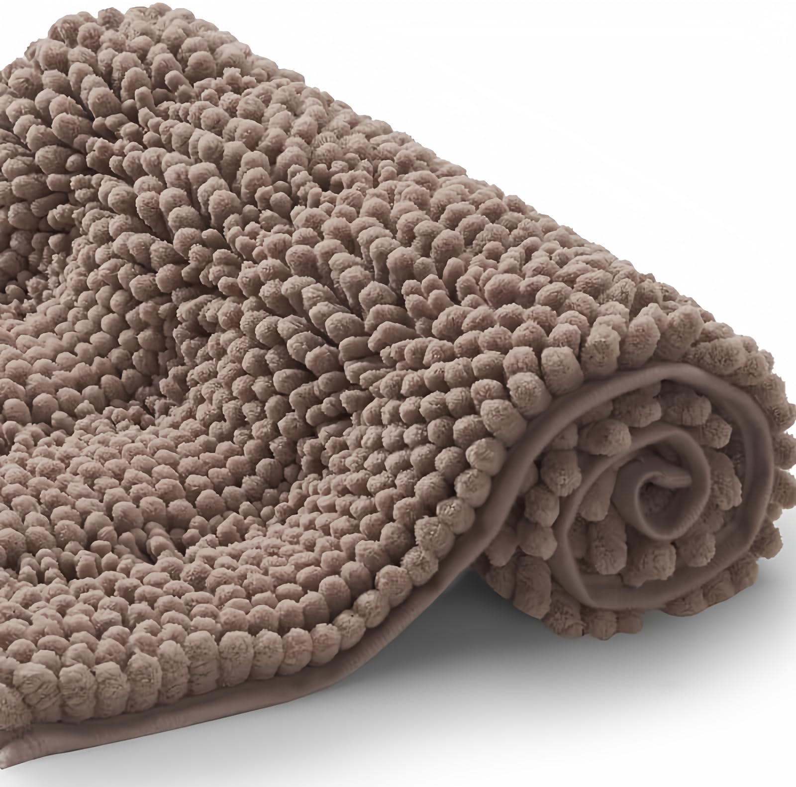 Tengtenglink Bath Mats For Bathroom,Thick Soft Chenille Floor Mats,Non Slip Shower Mats Ultra Water Absorbent Doormat (Camel, 16