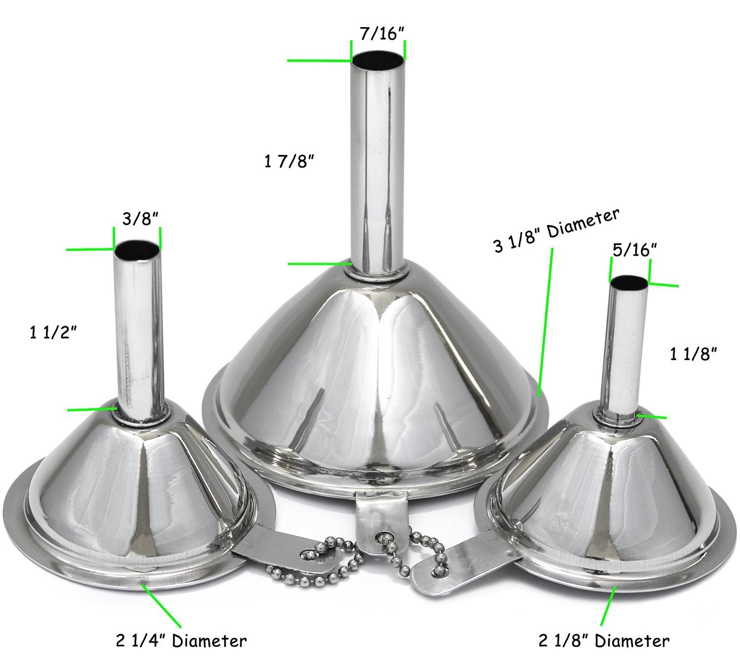 Greenco Estilo 3-Piece Stainless Steel Funnel Set
