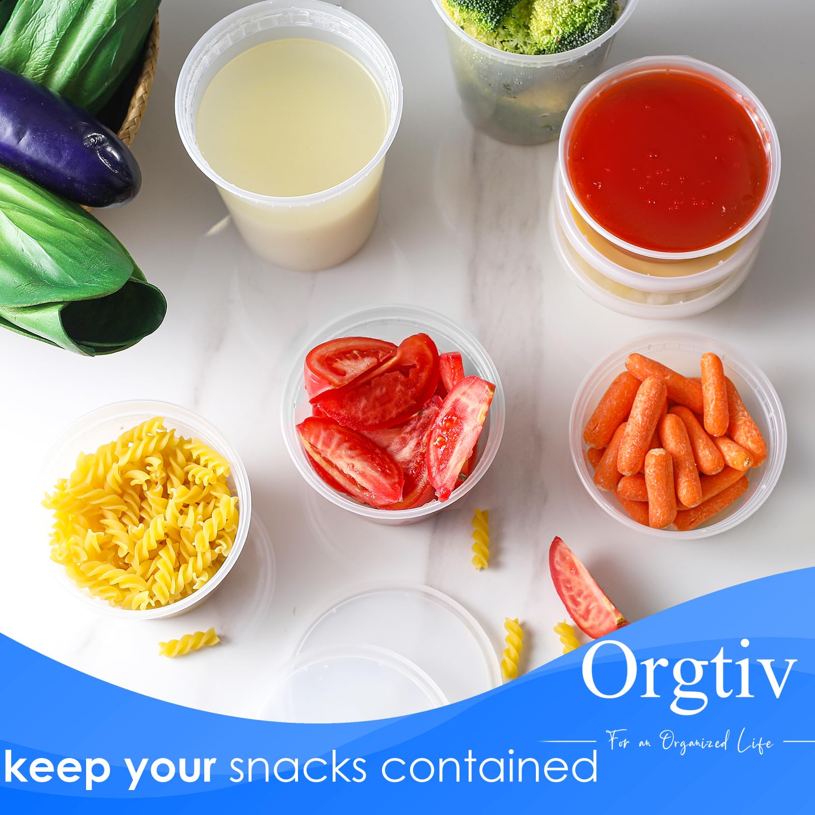 Orgtiv [60 Sets 16Oz Deli Containers With Lids,Plastic Storage Containers With Lids,Freezer To Go Containers