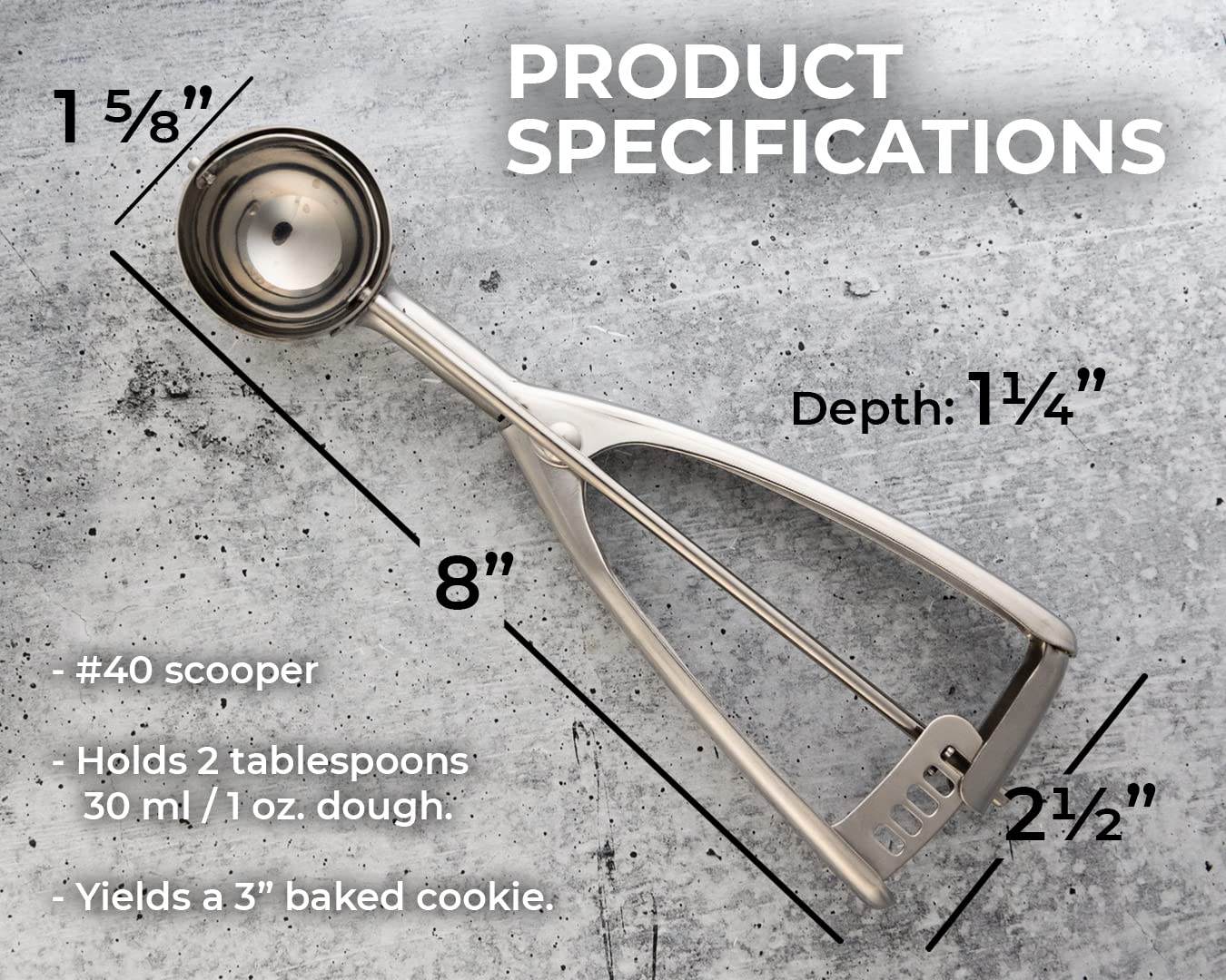 Saffron & Sage Stainless Steel Cookie Scoop - 2 Tbsp Heavy Duty Cookie Dough Scoop, Comfortable Handles With Smooth Spring Actio