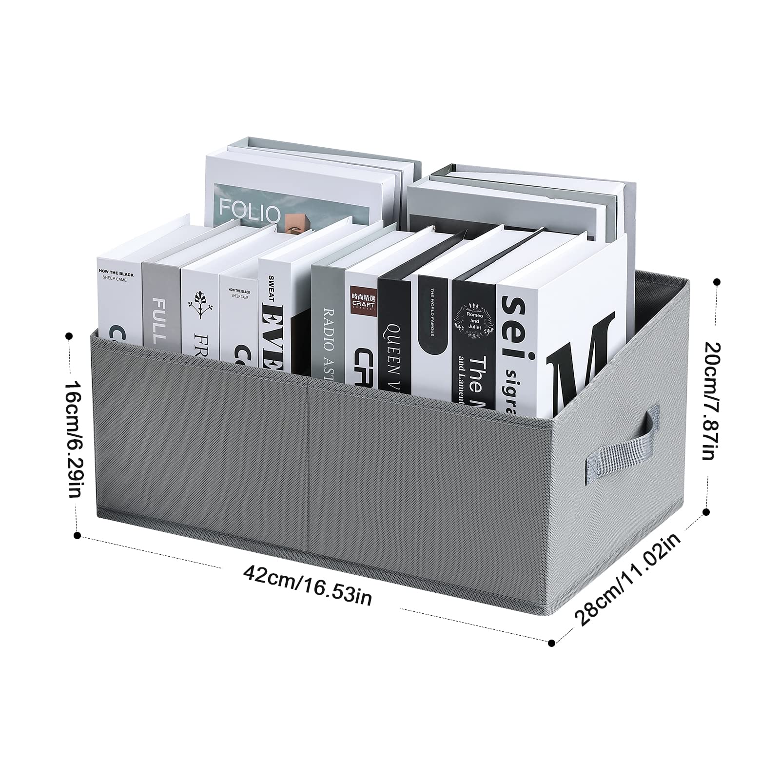 DIMJ Closet Bins  Trapezoid Storage Basket for Shelves  Fabric Storage Bins with Handle and Divider  Foldable Closet Organizer Bins for Clothes  Towels  Toys  DVD  Books  6 Packs  Grey