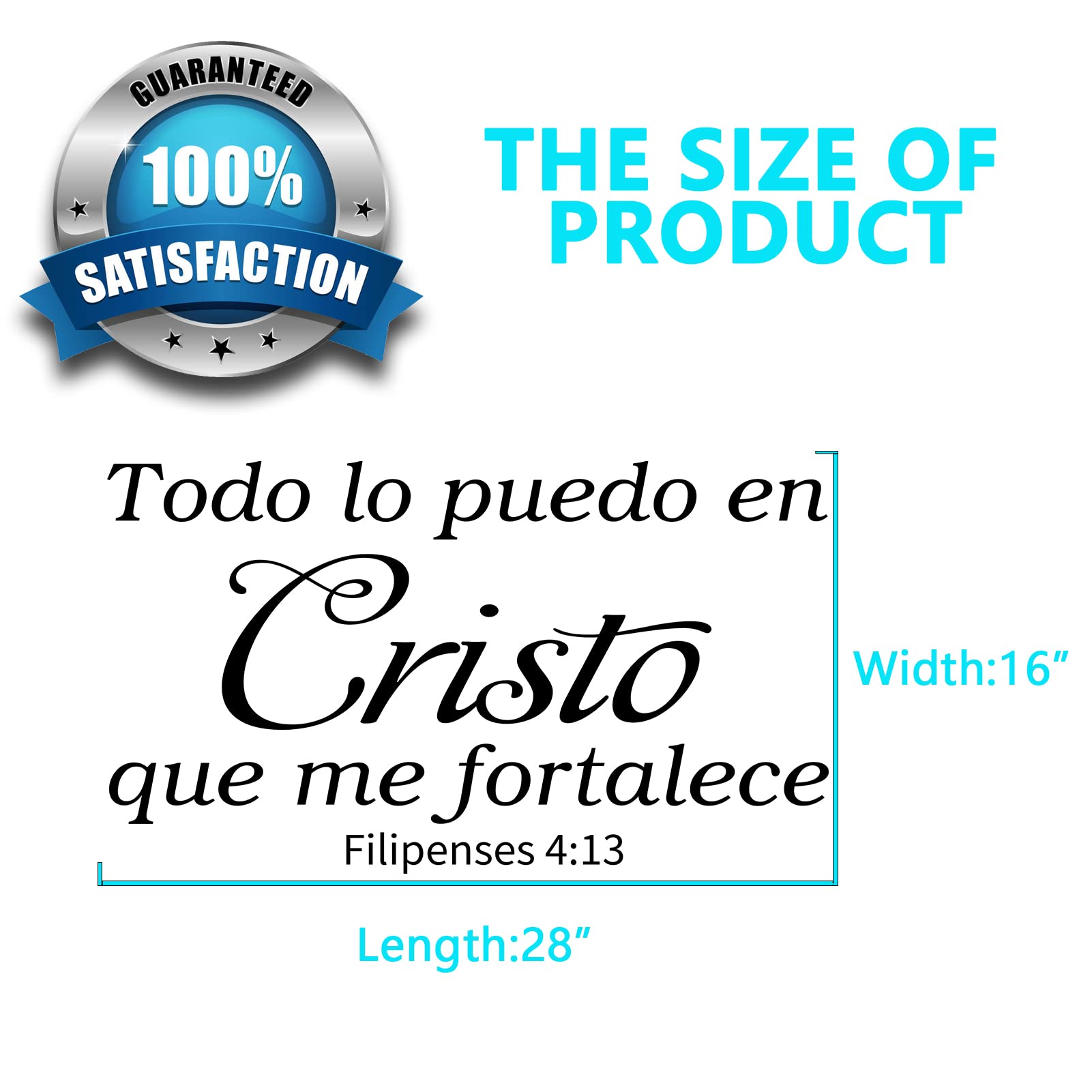 AnFigure Mensajes Cristianos En Espa?l para Pared  Bible Verse Wall Decals  Faith Church Prayer Positive Quotes Home Art Decor Vinyl Stickers Spanish Todo Lo Puedo En Cristo Que Me Fortalece 28''x16''